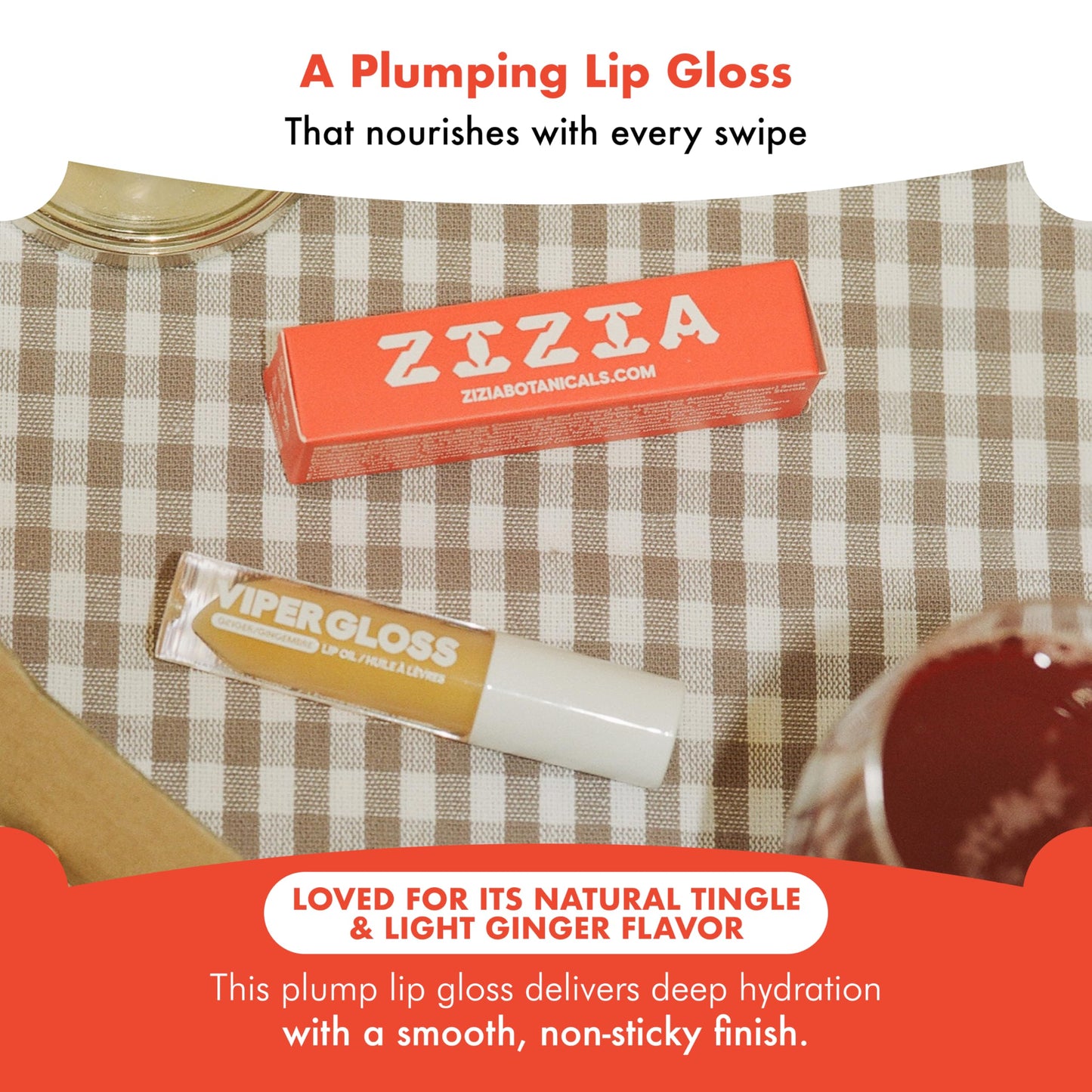 Zizia Viper Gloss - Moisturizing Lip Plumper Gloss with Hyaluronic Acid, Ginger, & Cayenne - Clean, Vegan, & Cruelty-Free Hydrating Lip Oil for a Beauty & Personal Care Zizia Botanicals