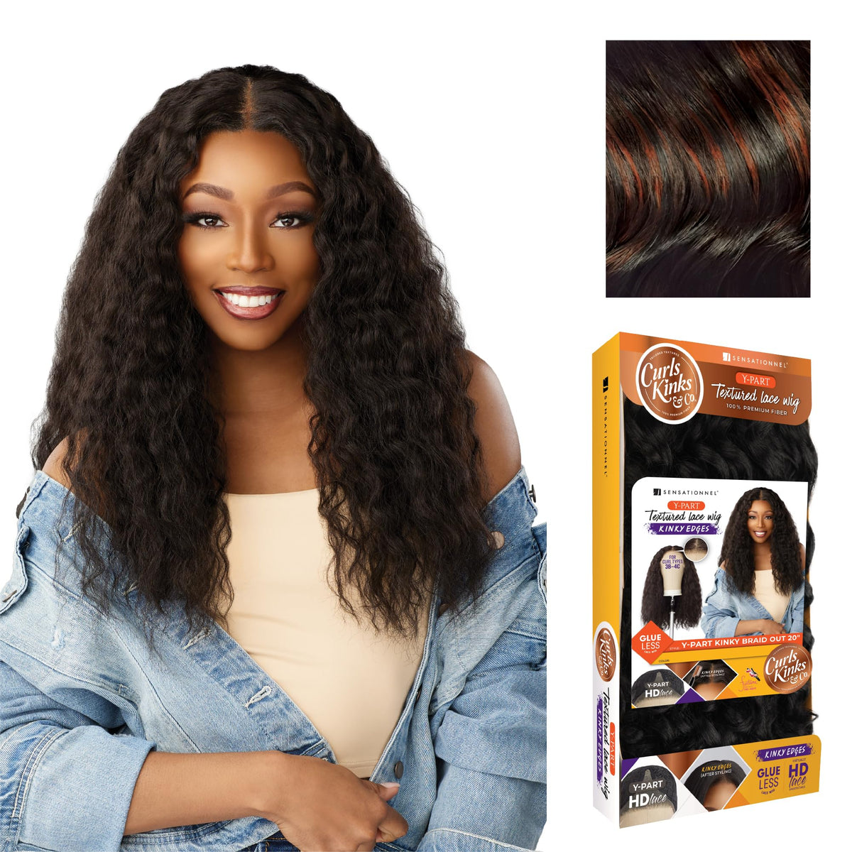 Sensationnel CKCO Kinkyedges Wig-Kinky Braid Out 20 Inch, F1B/350