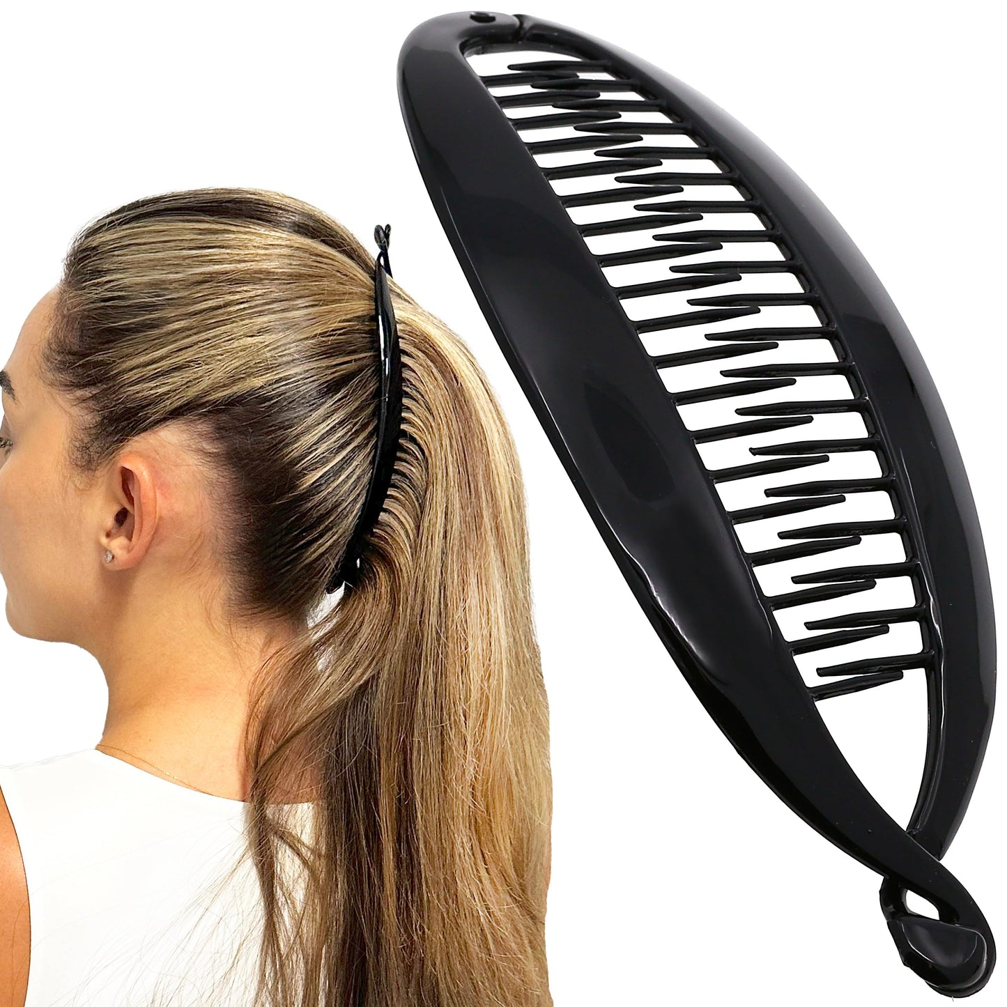 Camila Paris NV135 French Extra Large Banana Clip Hair Comb, Classic Banana Clips Hair for Thick Hair Ponytail Holder Interlocking Styling Clips Beauty & Personal Care Camila