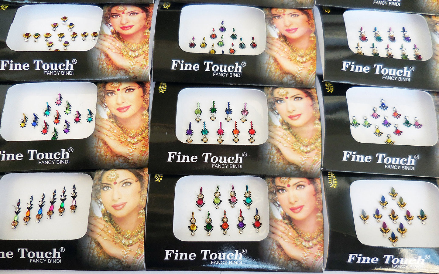 6 Packs- 42 Self-Adhesive Bindis Small to Long Forehead Tika Beauty & Personal Care Fine Touch