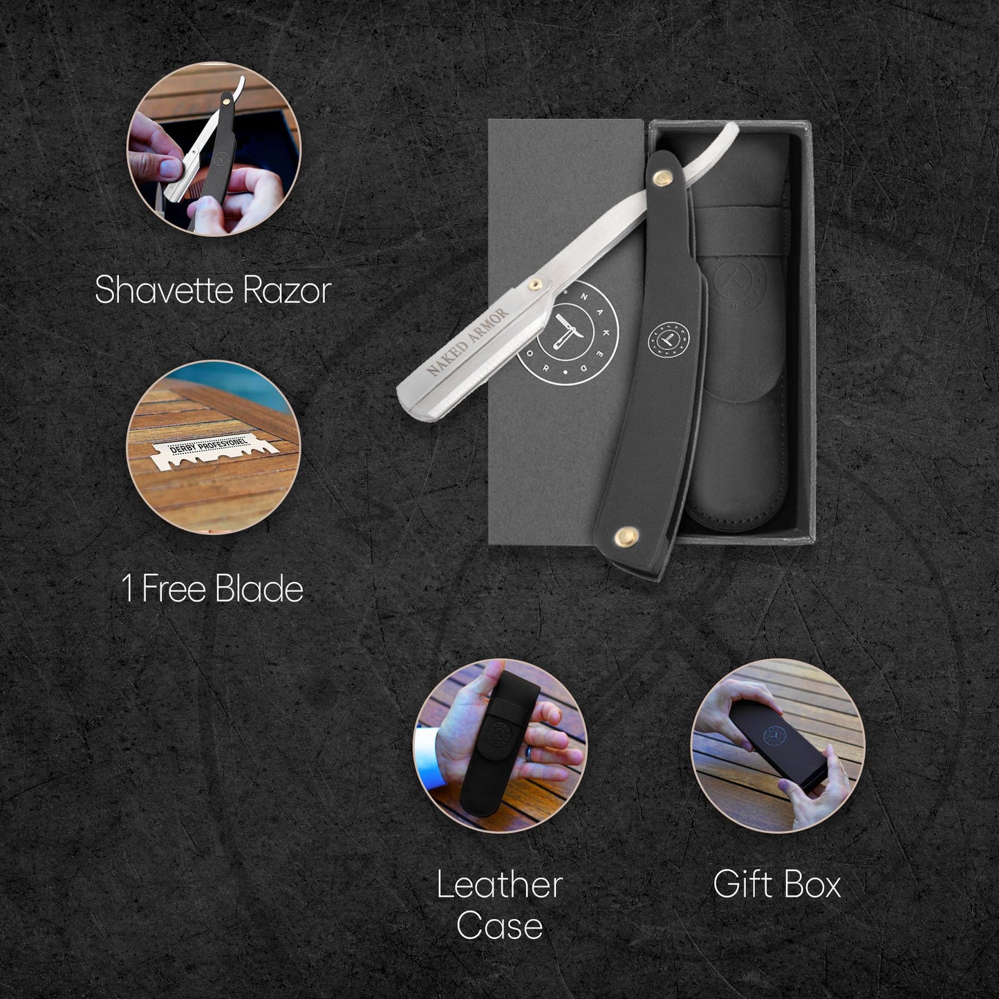Best Shavette Straight Razor - Replaceable Blade Straight Razor, Metal Handle Shavette, No Stropping & Honing Needed, Great Starter Blade, Hygienic Beauty and Personal Care Naked Armor