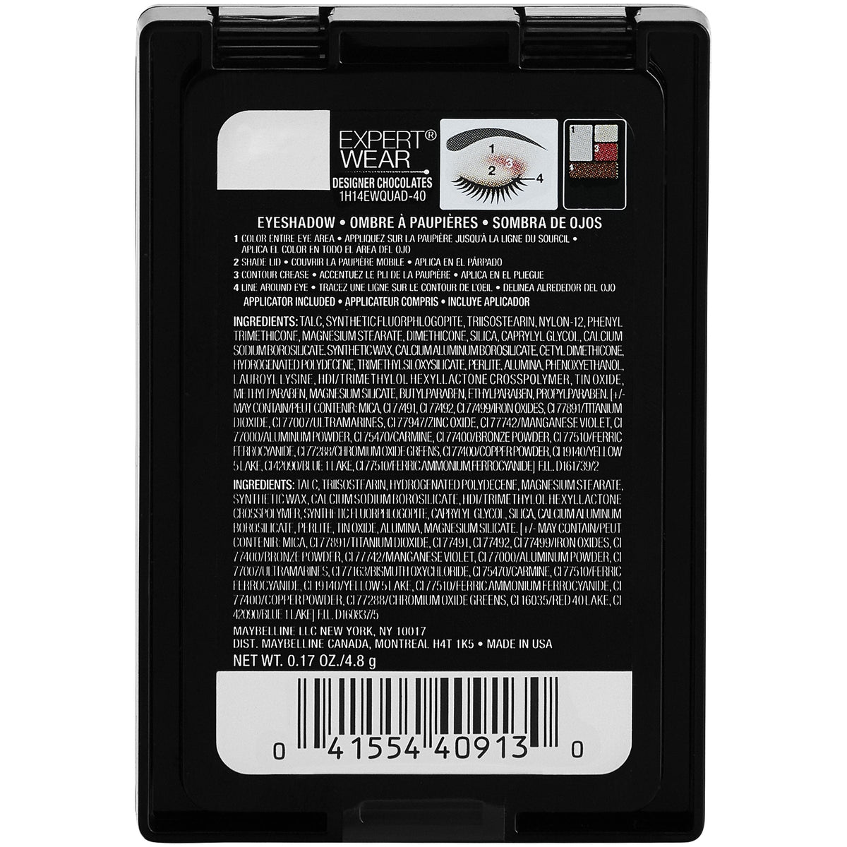 Maybelline New York Expert Wear Eyeshadow Quads, Designer Chocolates, 0.17 oz. Beauty & Personal Care MAYBELLINE