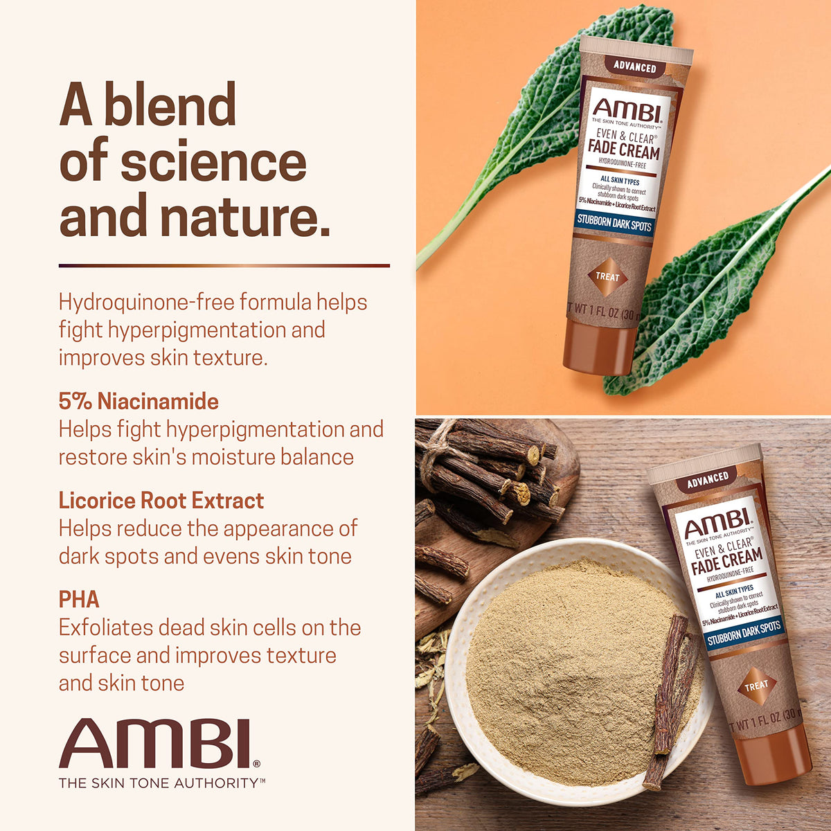Ambi Even & Clear Advanced Fade Cream, Hydroquinone-free, Hyperpigmentation Treatment, Stubborn Dark Spot Corrector, Results In As Little As 2-3 Beauty & Personal Care Ambi