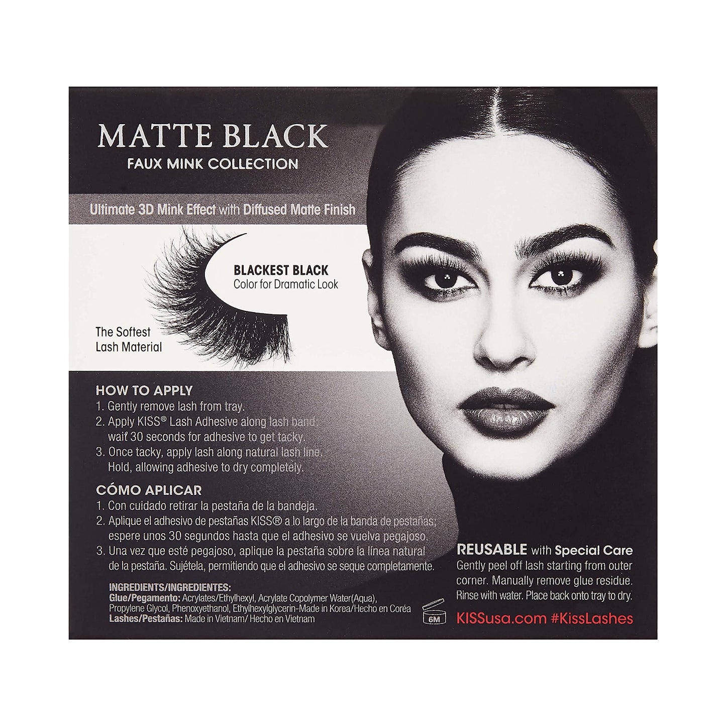 KISS Lash Couture Matte Black Faux Mink Collection False Eyelashes, 14 mm, 3D Volume, Soft & matte Finish, Plush Effect, Easy to Apply, Reusable, 1 Beauty & Personal Care KISS