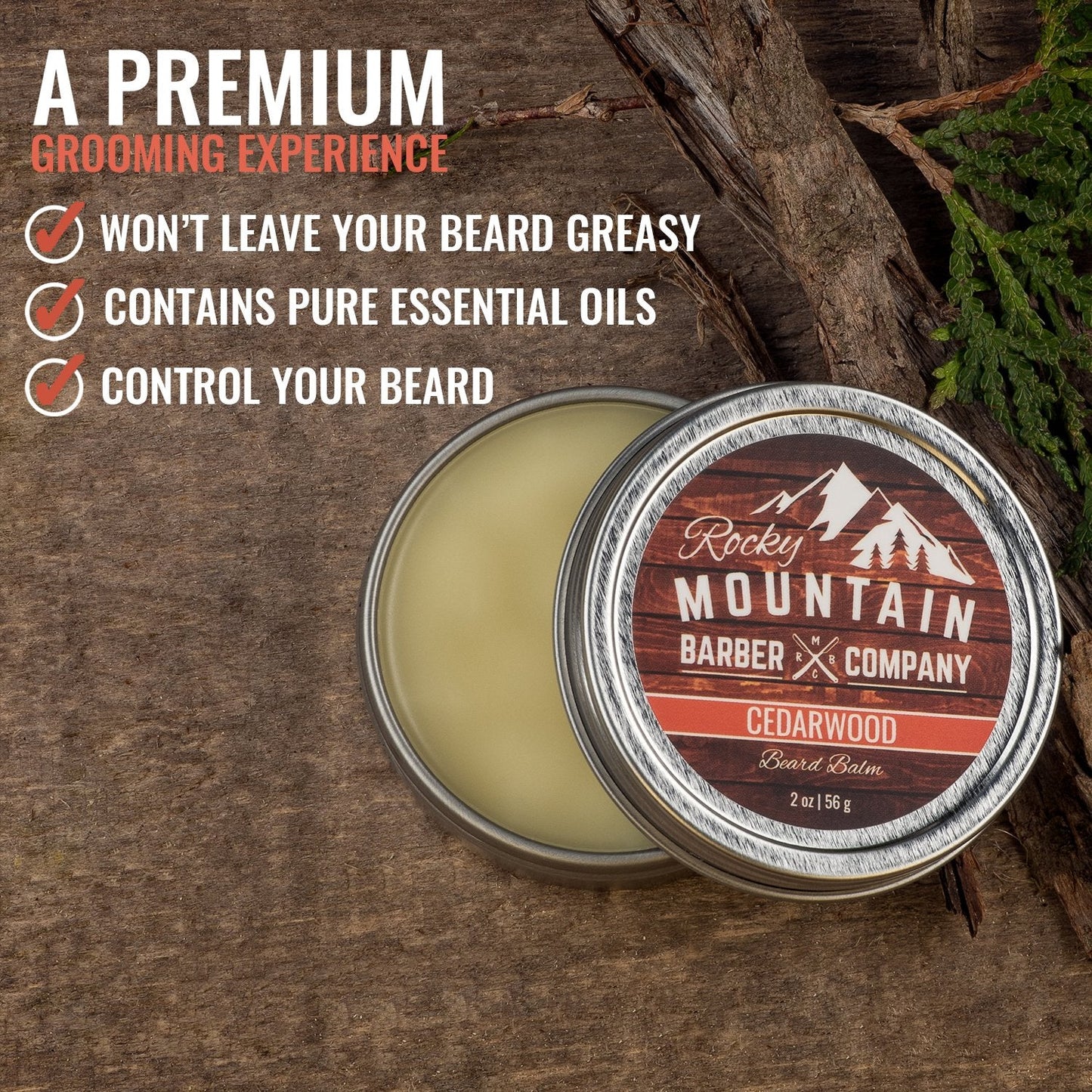 Beard Balm - Rocky Mountain Barber - 100% Natural - Premium Wax Blend with Cedarwood Scent, Nutrient Rich Bees Wax, Jojoba, Tea Tree, Coconut Oil Beauty & Personal Care Rocky Mountain Barber Company