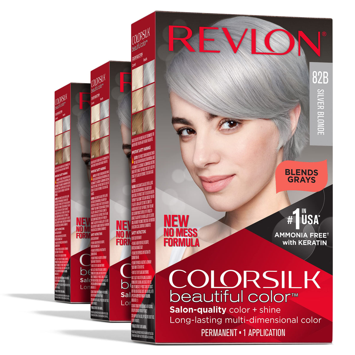 Revlon Colorsilk Beautiful Color Permanent Hair Color, (OLD VERSION) 82B Silver Blonde (Pack of 3) Beauty & Personal Care REVLON