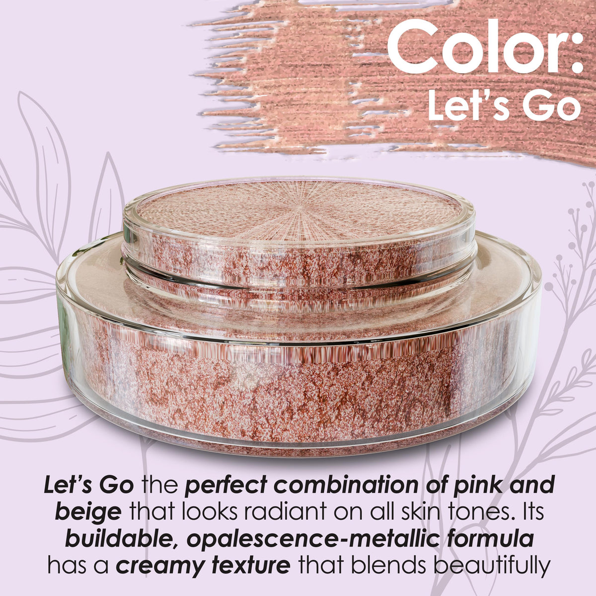 Beth Bender Beauty | Foiled Glacé Eye Shadow | Let’s Go! | Pink Beige | Shiny Iridescent Metallic Finish | Vivid Color | Creamy & Buildable Texture | Beauty & Personal Care Beth Bender Beauty