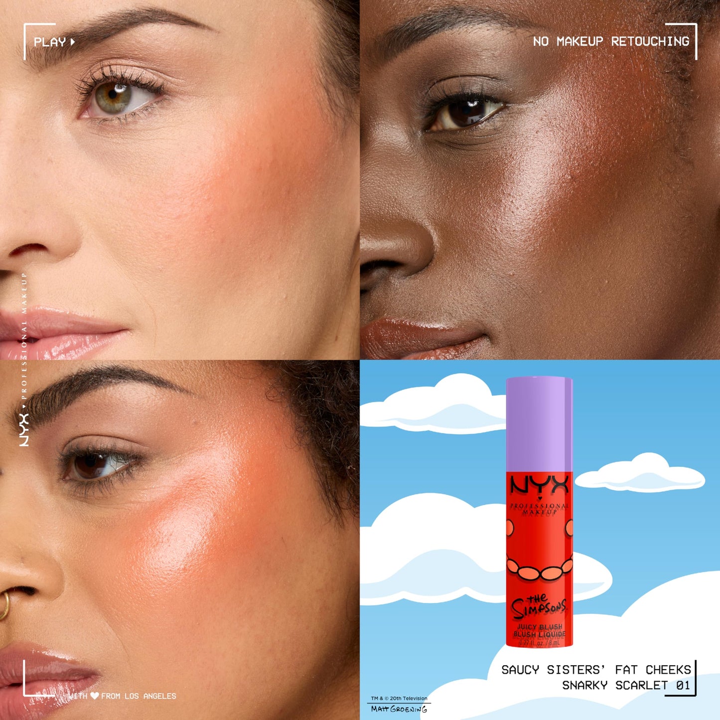 NYX PROFESSIONAL MAKEUP Saucy Sisters' Fat Cheeks Blush, Juicy Liquid Blush For A Radiant Pop of Color, The Simpsons Collaboration, Vegan Beauty & Personal Care NYX PROFESSIONAL MAKEUP
