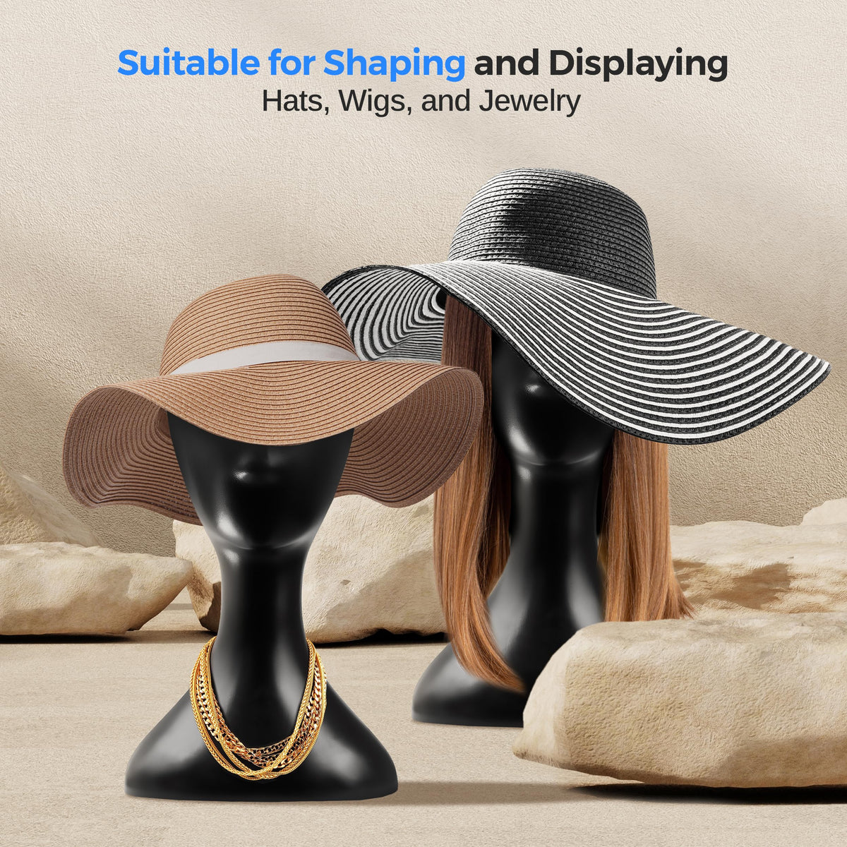 SereneLife Professional Mannequin Head, Durable Multi-purpose Women Model Wig Stand Display, Suitable for Shaping and Displaying Hats, Hair Pieces,
