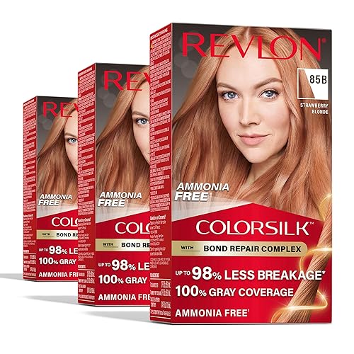 Revlon ColorSilk with Bond Repair Complex, Blonde Permanent Hair Color, 100% Gray Coverage, Ammonia Free Hair Dye, Vegan Keratin, 85B Strawberry Beauty & Personal Care REVLON