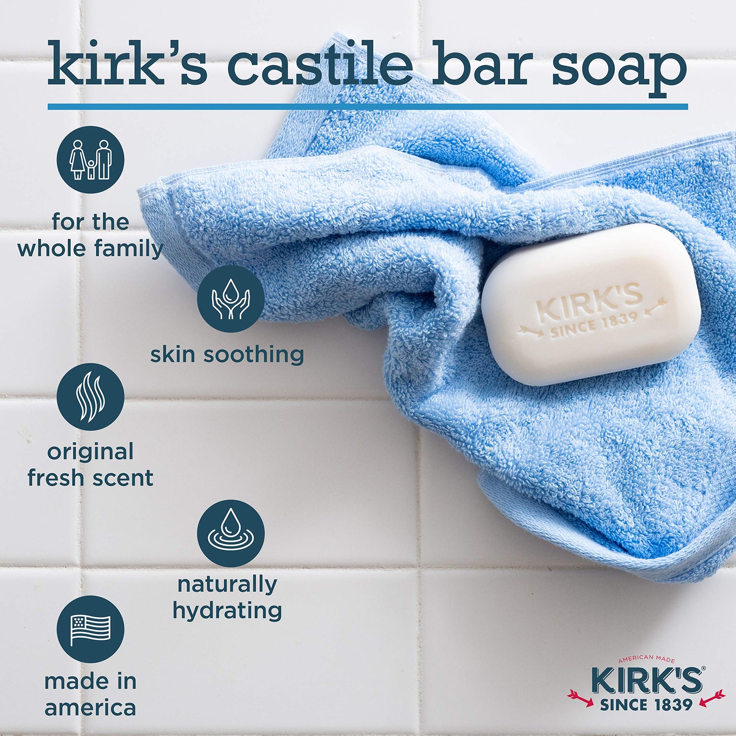 Kirk's Original Coco Castile Bar Soap Original Fresh Scent 4 Ounces (Pack of 24) Beauty & Personal Care Kirk's