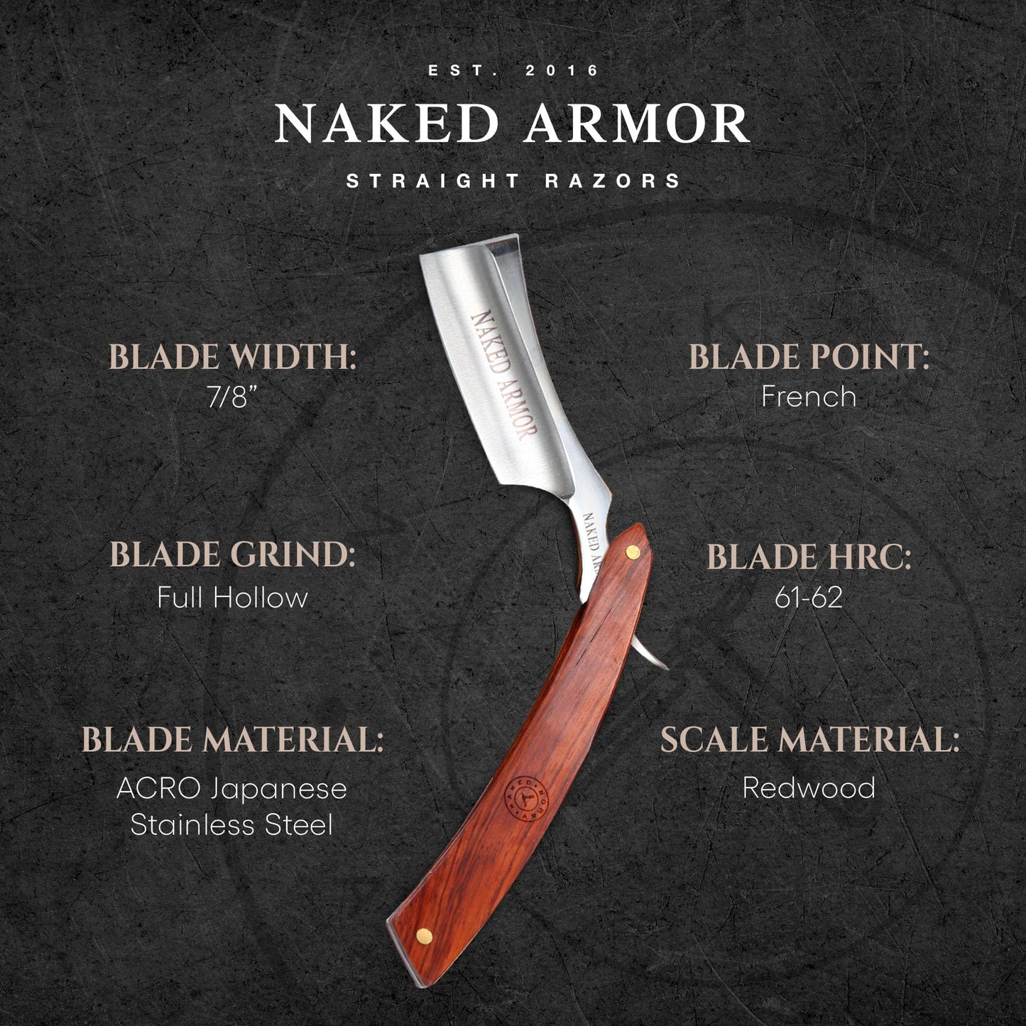 Naked Armor Thor Straight Razor Kit - Straight Razor Shaving Kit for Men with Japanese Steel 7/8 Blade, Leather Strop, Shave Soap, Shaving Brush Beauty and Personal Care Naked Armor
