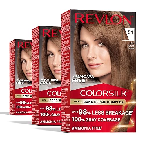 Revlon ColorSilk with Bond Repair Complex, Brown Permanent Hair Color, 100% Gray Coverage, Ammonia Free Hair Dye, Vegan Keratin, 54 Light Golden Brown Beauty & Personal Care REVLON