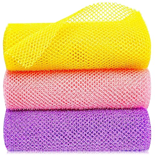 Gugull 3 Pcs African Exfoliating Net Sponge African Bath Sponge Scrubbing Rag Net African Wash Shower Long Net Body Scrubber Beauty & Personal Care Gugull