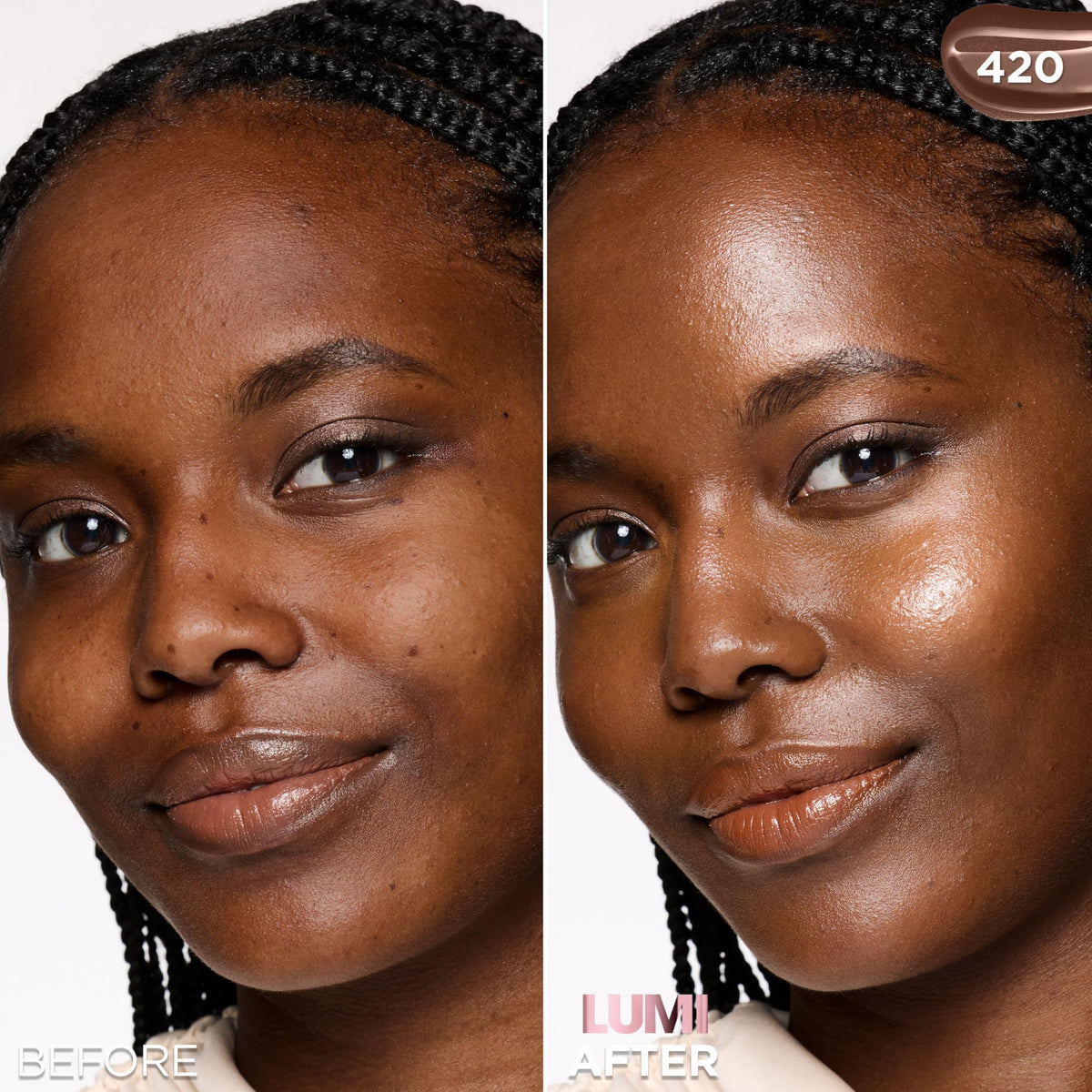 L'Oreal Paris Lumi Le Glow Skin Tint, Lightweight Water-Based Tinted Serum with Foundation-Like Coverage, Glow Illuminator, Neutral 420, 0.85 Fl Oz