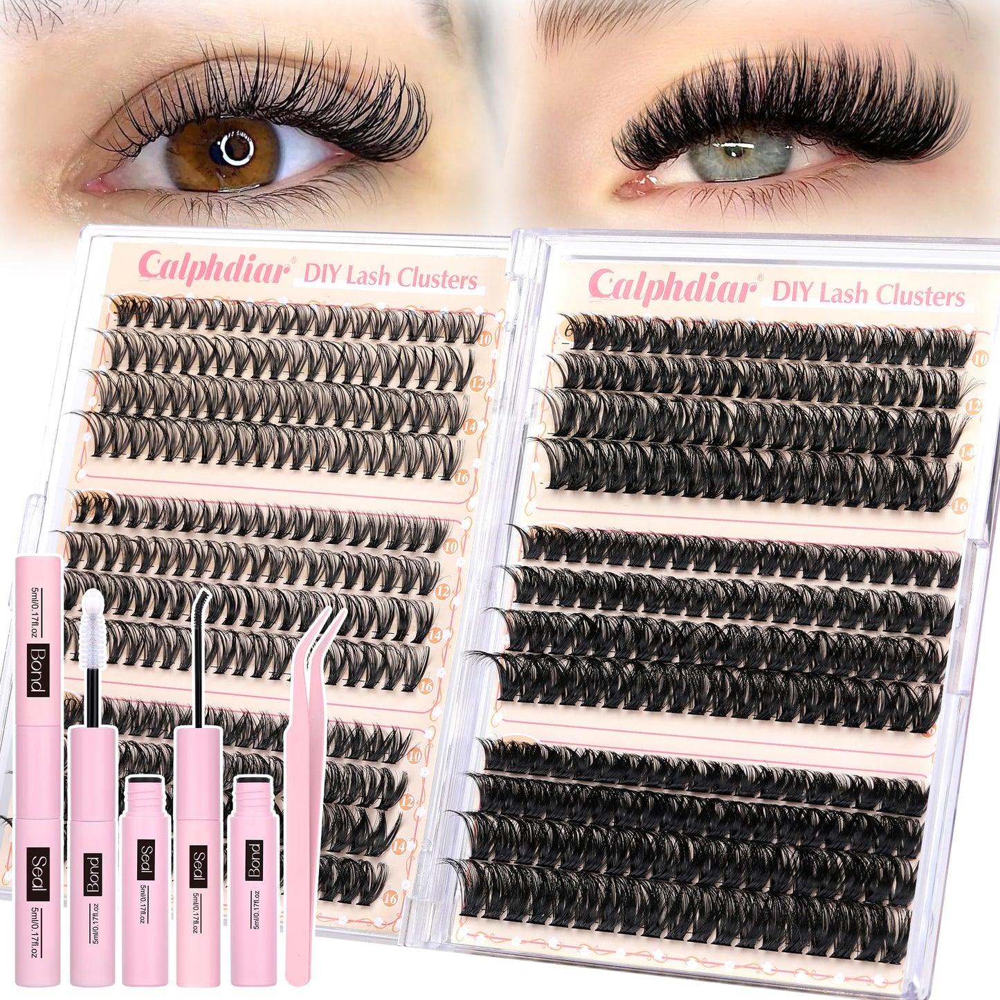 Lash Clusters Kit 30D-100D Wispy Eyelash Extension Kit 474pcs Individual Lashes 8-16MM Cluster Eyelash Extensions DIY Lash Extension Kit D-Curly Beauty and Personal Care calphdiar Default Title