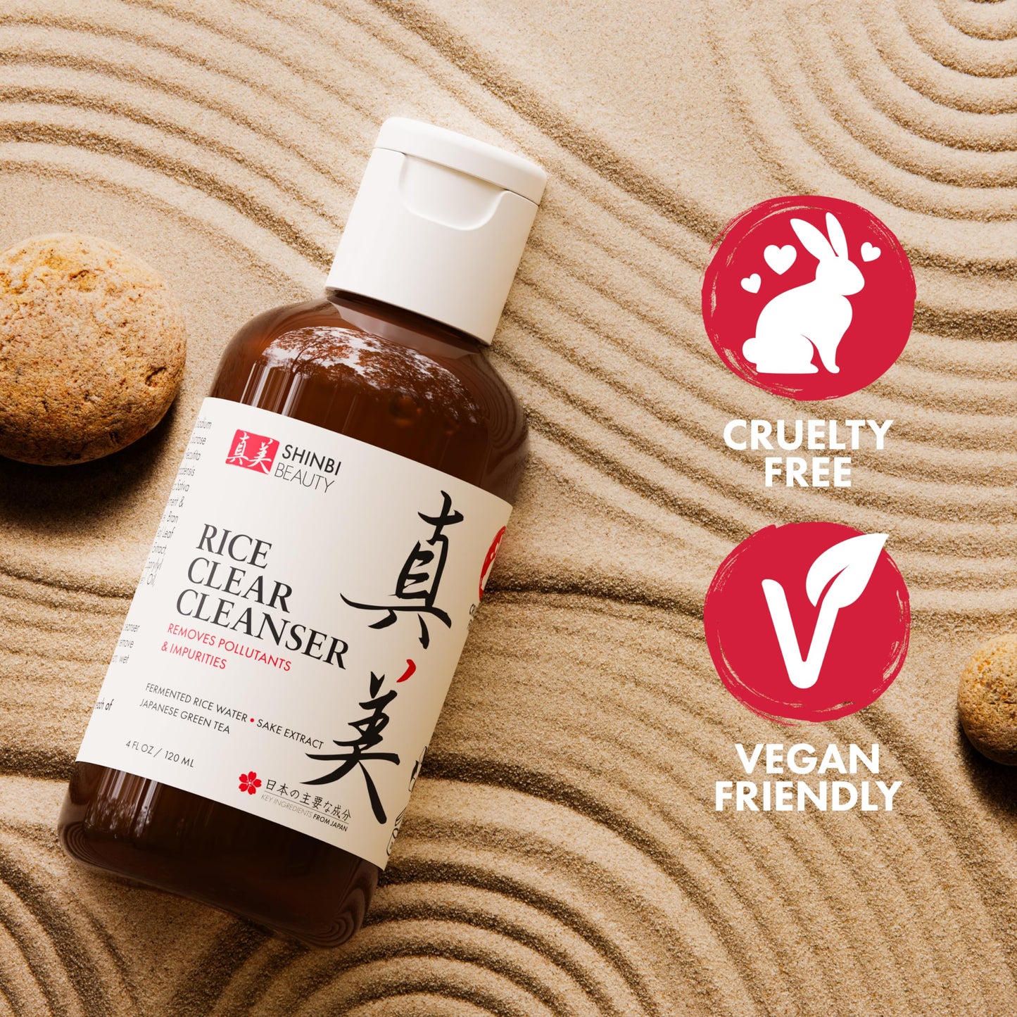 Shinbi Beauty Japanese Face Wash Skincare Products - Japanese Rice Water Green Tea Cleanser - 99% Naturally Derived Japanese Beauty 4oz Beauty & Personal Care Shinbi Beauty