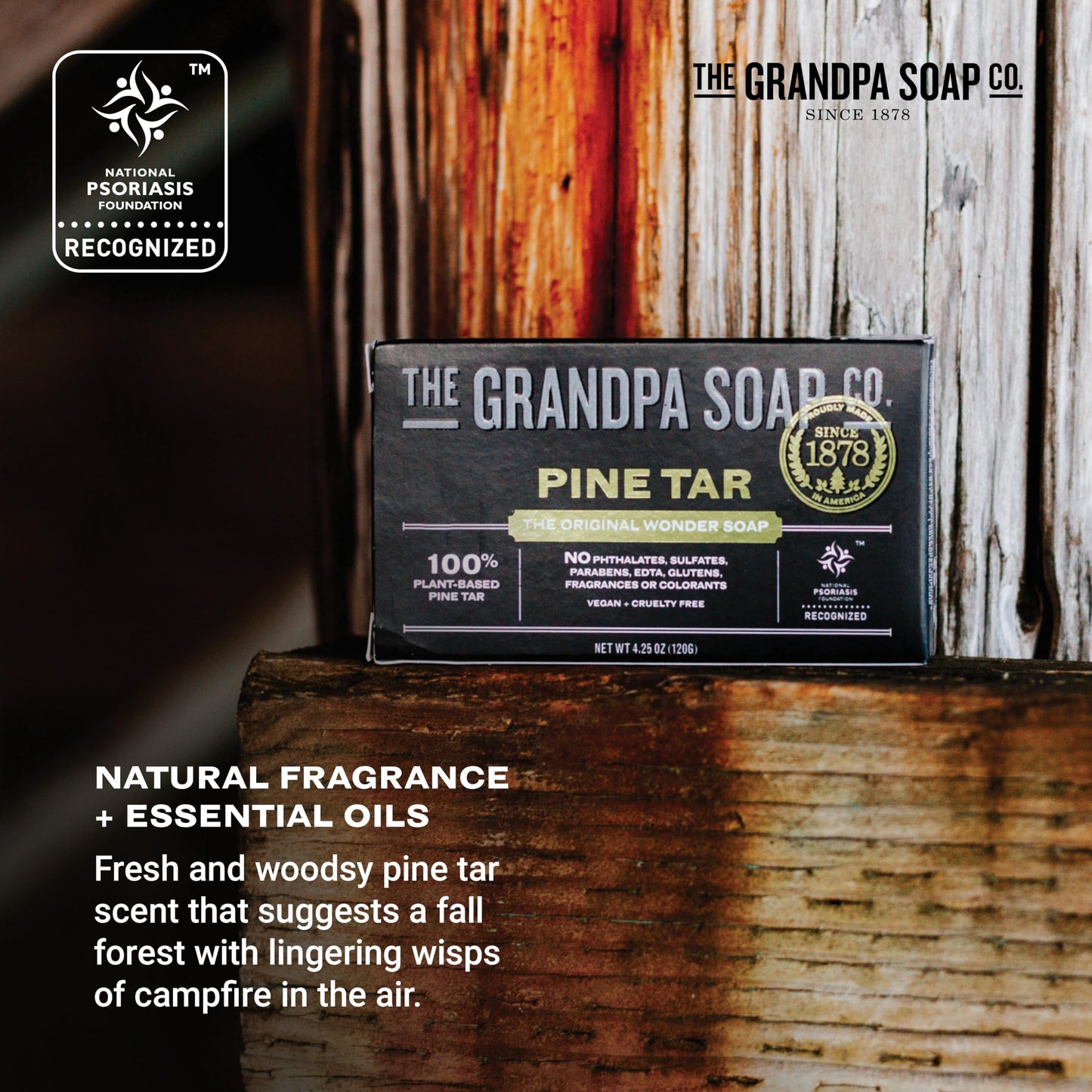 The Grandpa Soap Company Pine Tar Bar Soap for Men- Made With Pine Tar Oil, 3 in 1 Cleanser Deodorizer and Moisturizer, Dermatologist Tested, Safe Beauty & Personal Care The Grandpa Soap Company