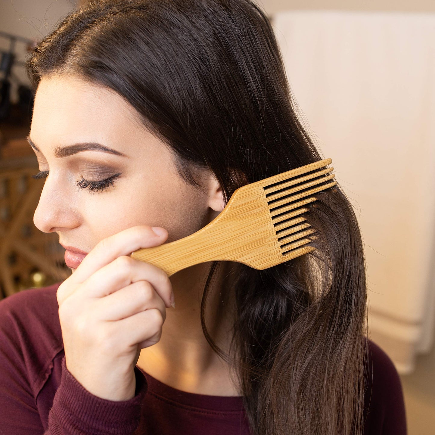 GranNaturals Wooden Comb & Hair Pick - Natural Wood Volumizing & Styling Tool for Thick, Coarse, Curly Hair - Non-Static Comb for Afro & Beard - Long Beauty & Personal Care GranNaturals
