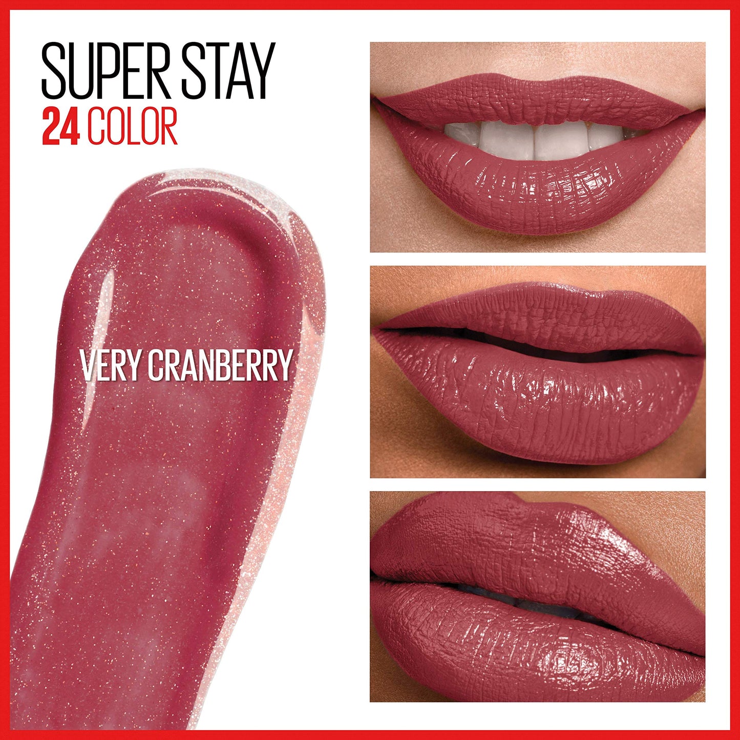 Maybelline Super Stay 24, 2-Step Liquid Lipstick Makeup, Long Lasting Highly Pigmented Color with Moisturizing Balm, Very Cranberry, Ruby Red, 1 Count Beauty & Personal Care MAYBELLINE