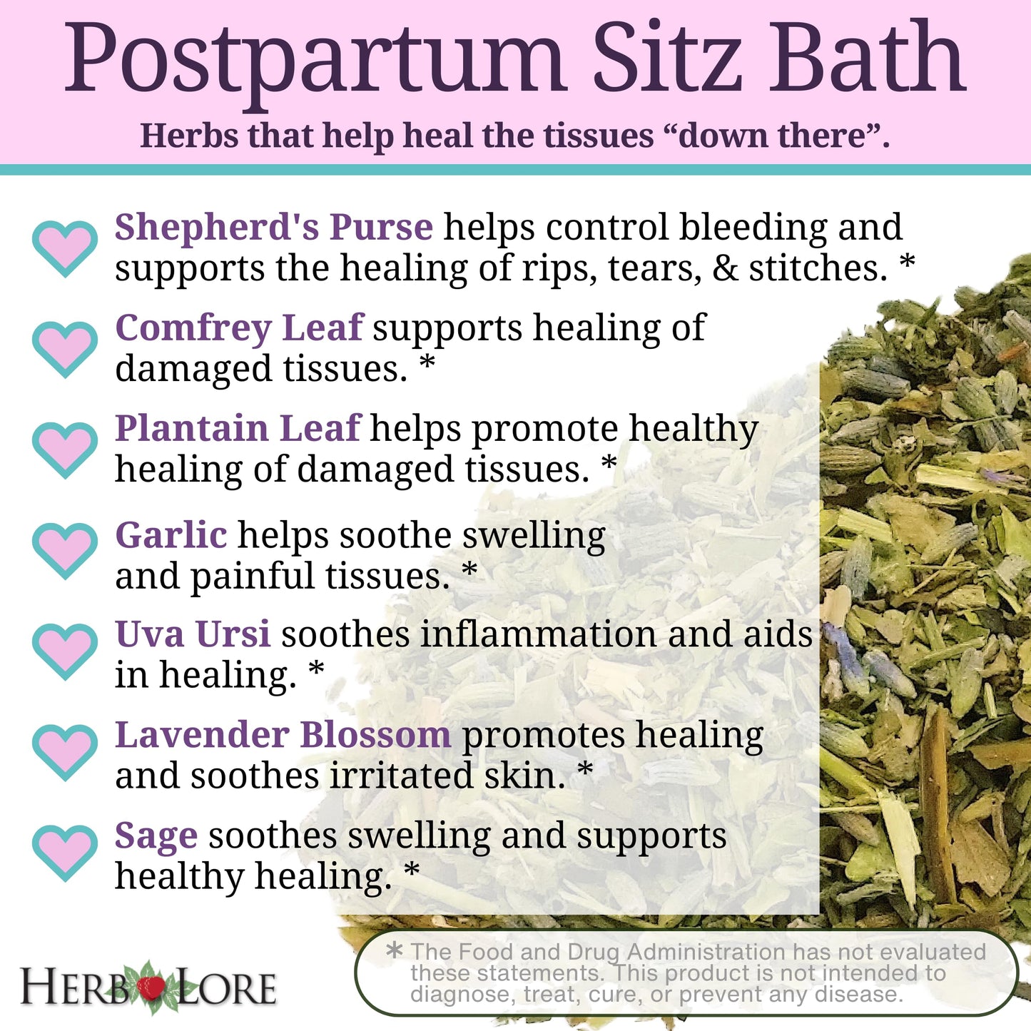 Herb Lore Organic Postpartum Sitz Bath Soak, Herbal After Birth Care for Perineal Healing Beauty and Personal Care Herb Lore