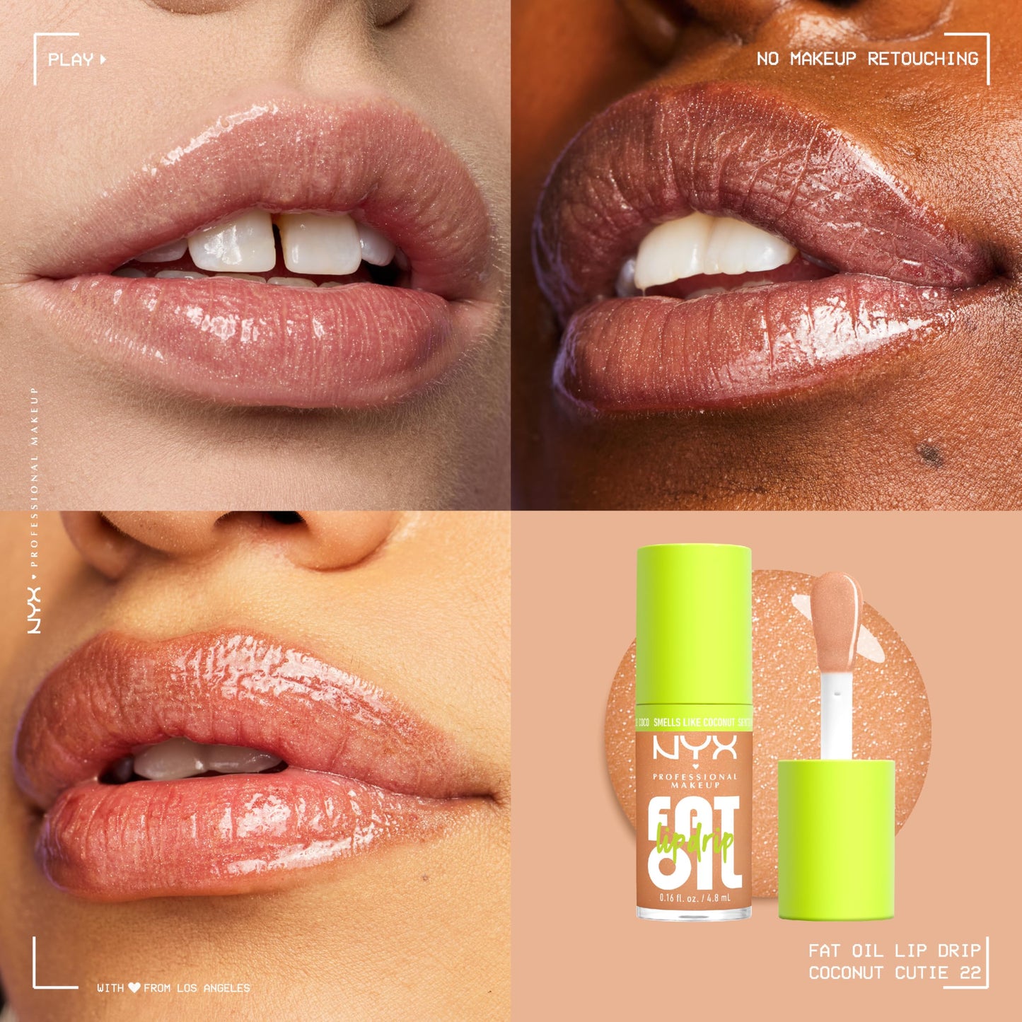 NYX PROFESSIONAL MAKEUP Fat Oil Lip Drip, Moisturizing Lip Oil Gloss, Tinted Formula & Up to 12 HR Hydration, Vegan & Cruelty-Free - Coconut Cutie Beauty & Personal Care NYX PROFESSIONAL MAKEUP