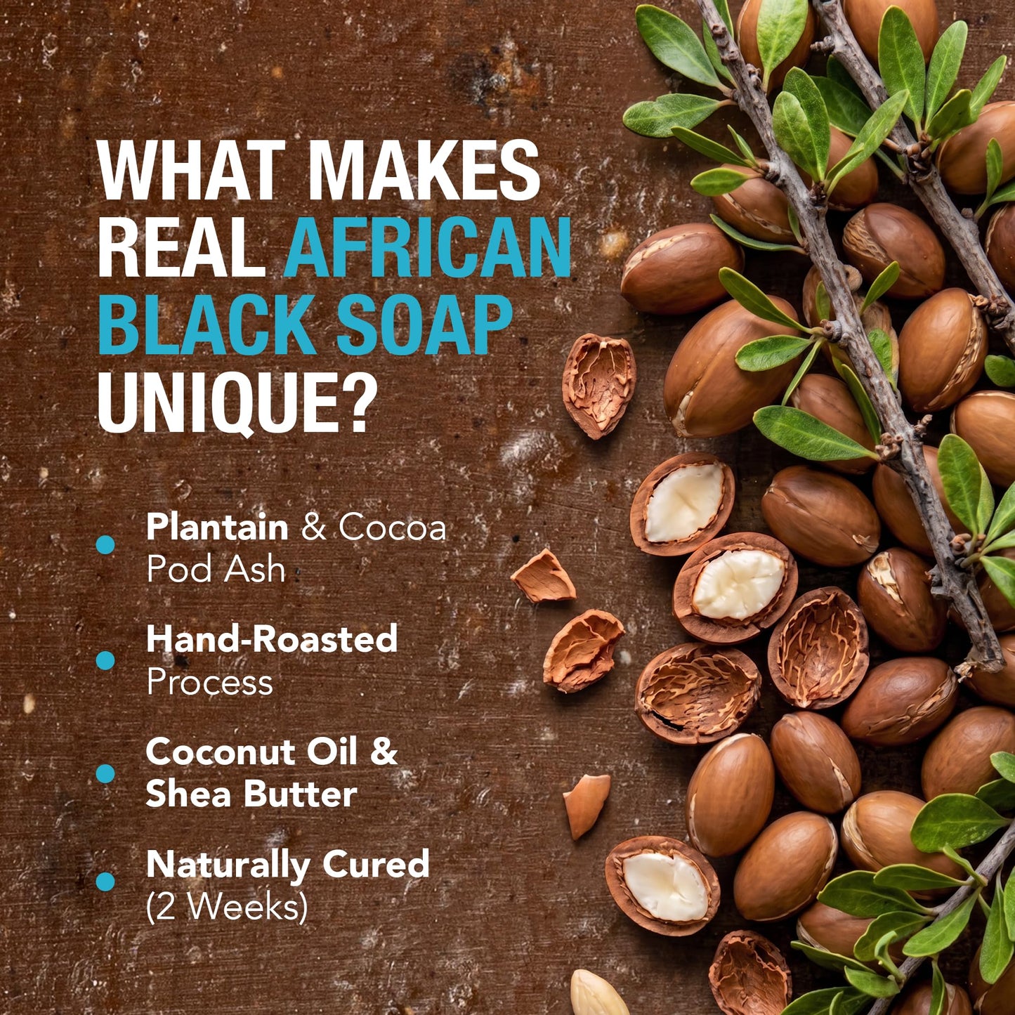 Ashanti Naturals African Black Soap Bar | Scented Natural Black Soap with Raw Shea Butter and Coconut Oil - 2pk 4oz Bars (Argan) Beauty & Personal Care Ashanti Naturals