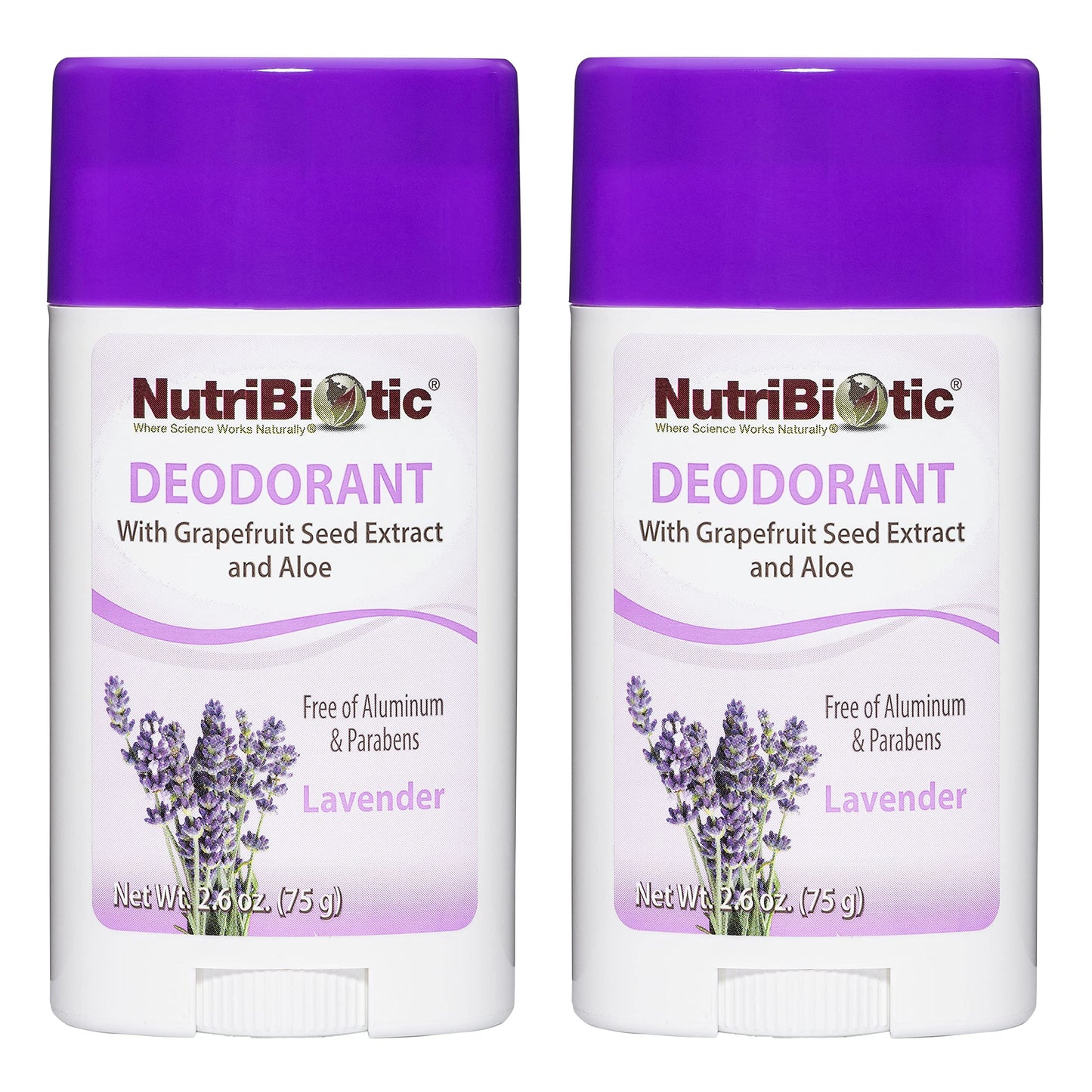 NutriBiotic Deodorant, Lavender, 2.6 Oz Stick Twin Pack - with Witch Hazel, Grapefruit Seed Extract, Aloe & Lavender Oil - Vegan & Free of Aluminum Beauty and Personal Care NutriBiotic