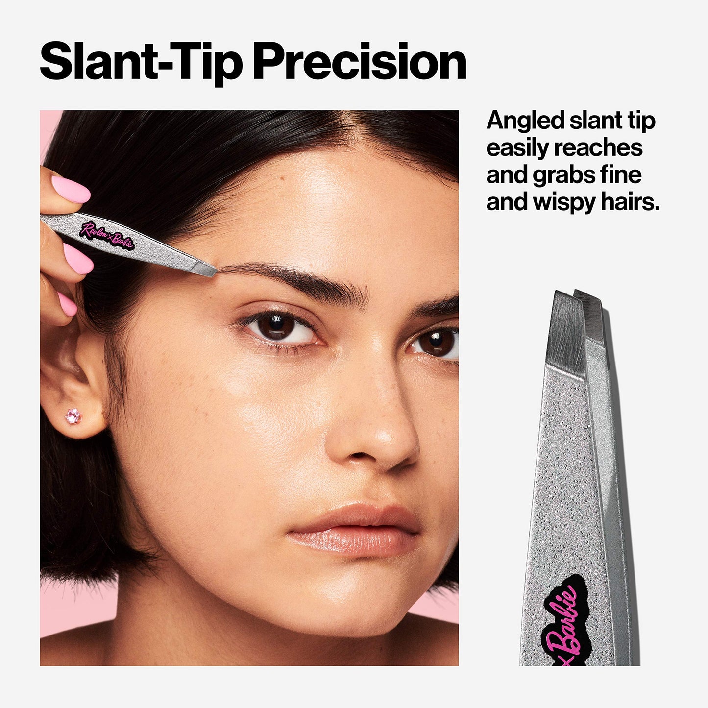 Revlon x Barbie Slant Tip Tweezer, Stainless Steel Hair Removal Makeup Tool (Packaging May Vary) Beauty & Personal Care REVLON