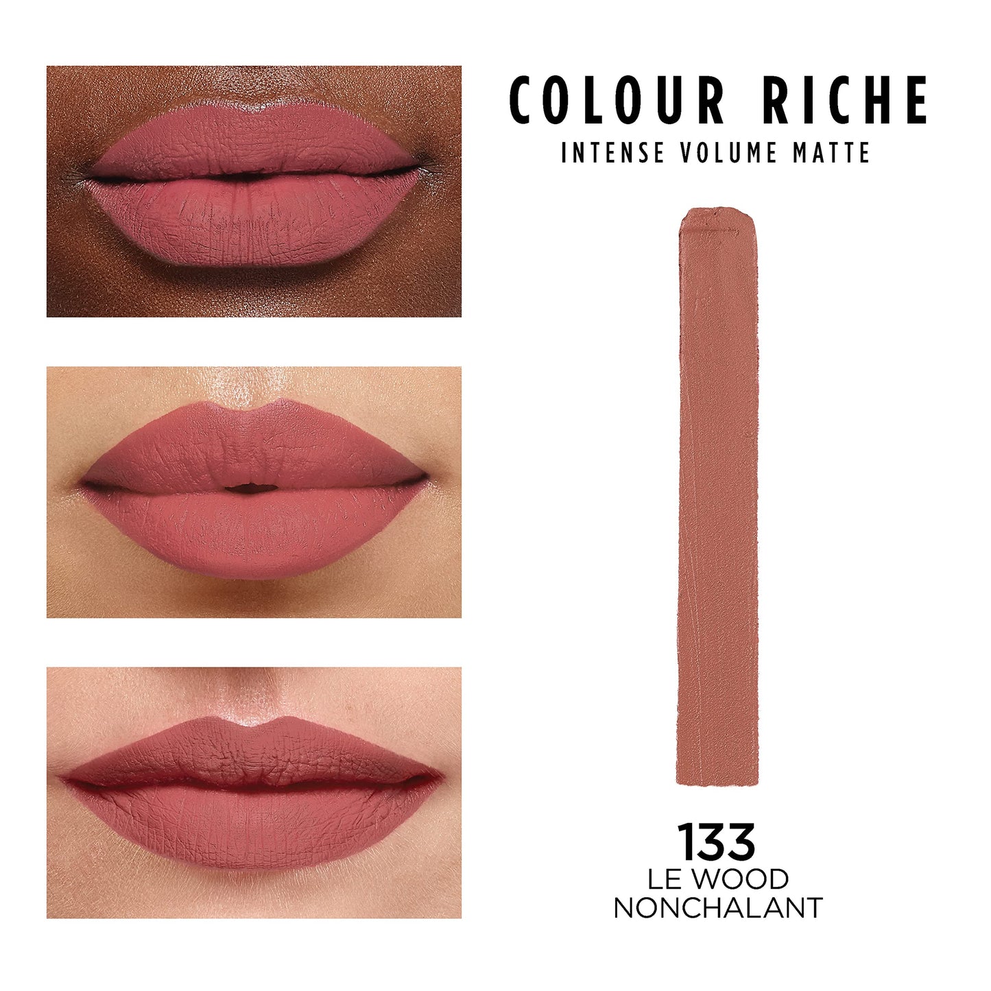 L'Oreal Paris Colour Riche Intense Volume Matte Lipstick, Lip Color Infused with Hyaluronic Acid for up to 16hr All Day Comfort, Le Wood Nonchalant, Beauty & Personal Care L'Oreal Paris