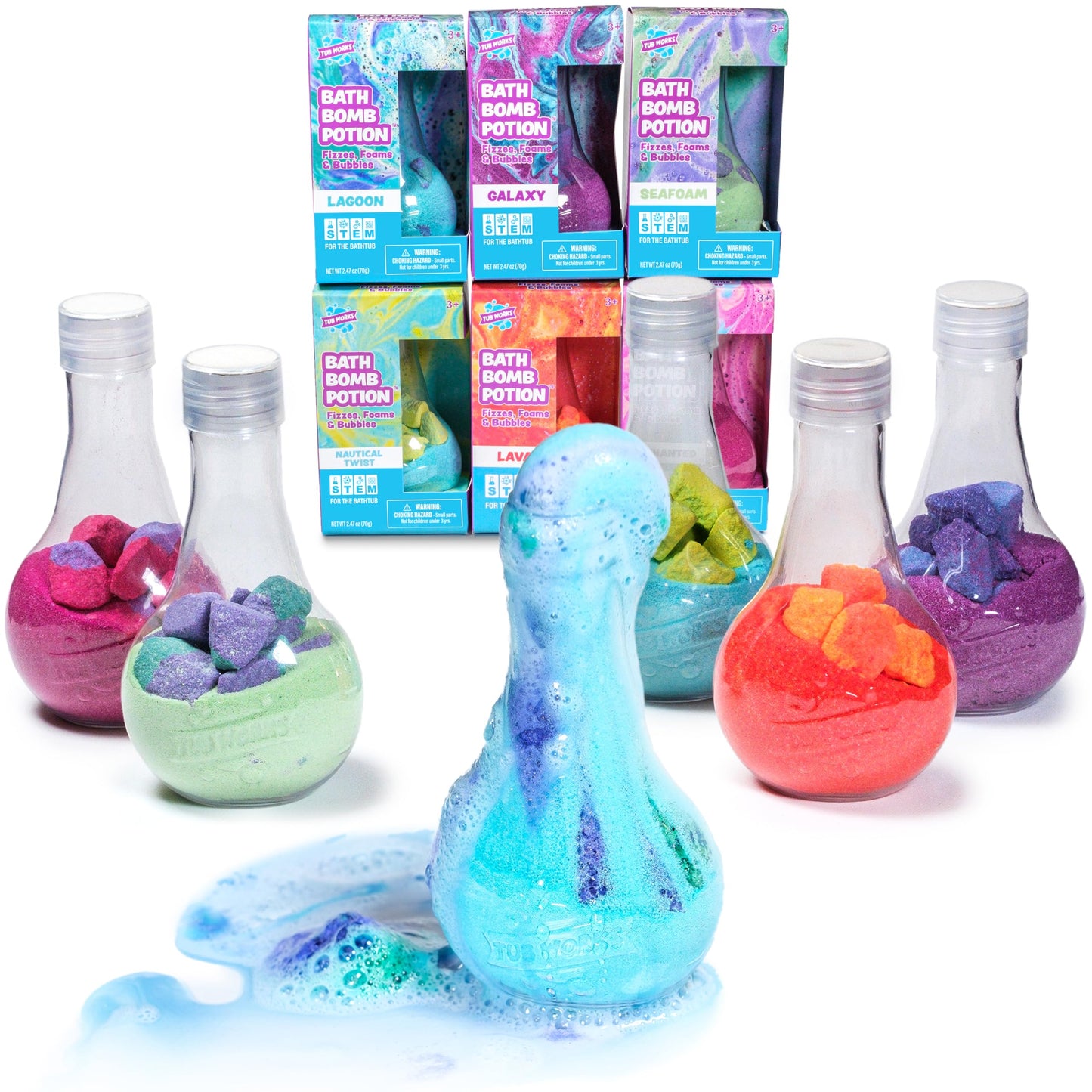 Tub Works® Kids Bath Bomb Potion™ Bath Toy, Variety 6 Pack | Nontoxic | Fizzes, Foams & Bubbles with an Eruption of Color | Interactive Bath Bombs | Beauty and Personal Care Tub Works