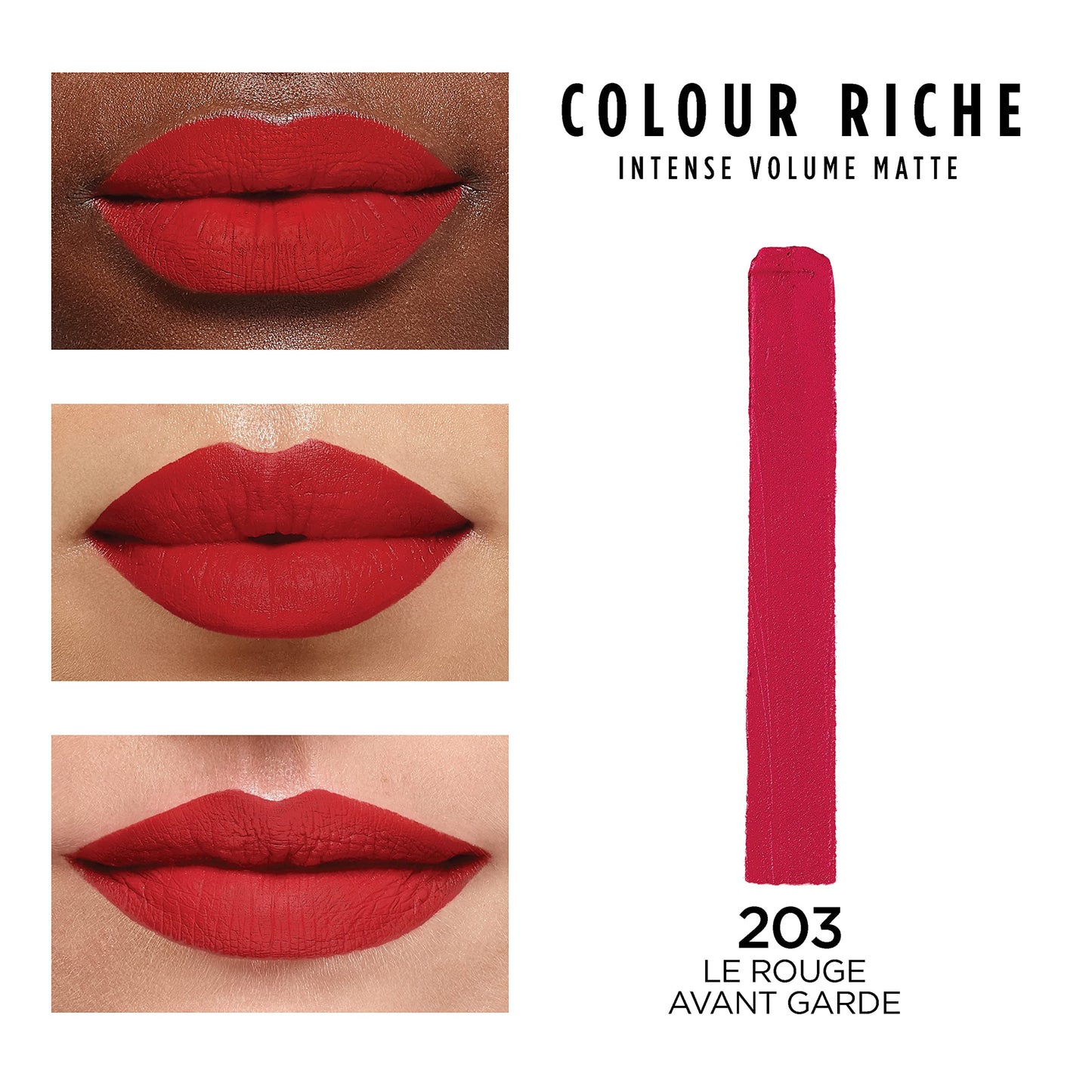 L'Oreal Paris Colour Riche Intense Volume Matte Lipstick, Lip Color Infused with Hyaluronic Acid for up to 16hr All Day Comfort, Le Rouge Avant-Garde, Beauty & Personal Care L'Oreal Paris