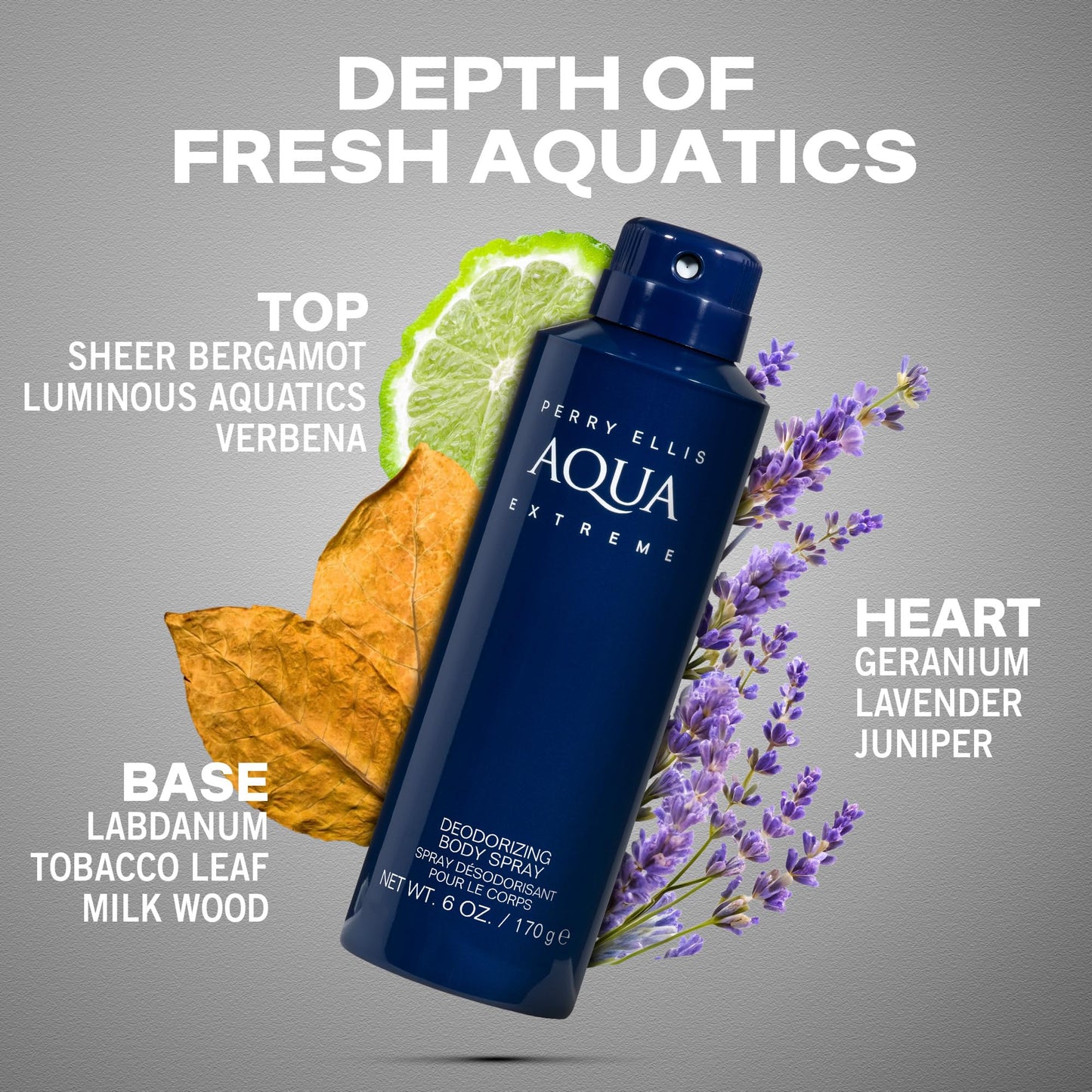 Perry Ellis Aqua Extreme Body Spray for Men - Body Spray Cologne, EDT, All Over Men's & Boys Mist with Notes of Fresh Wood & Spice Fragrance - 6 oz Beauty & Personal Care Perry Ellis