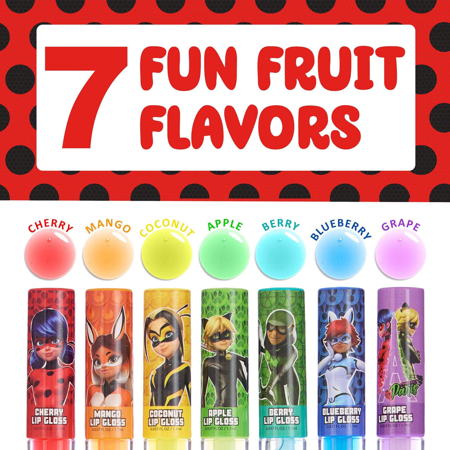 Miraculous 7pc Lip Gloss Set - Zag Heroez Lipgloss Collection Featuring Exciting Fruit Flavors & Precision Applicator Lip Gloss Tubes With Wand Beauty & Personal Care Miraculous