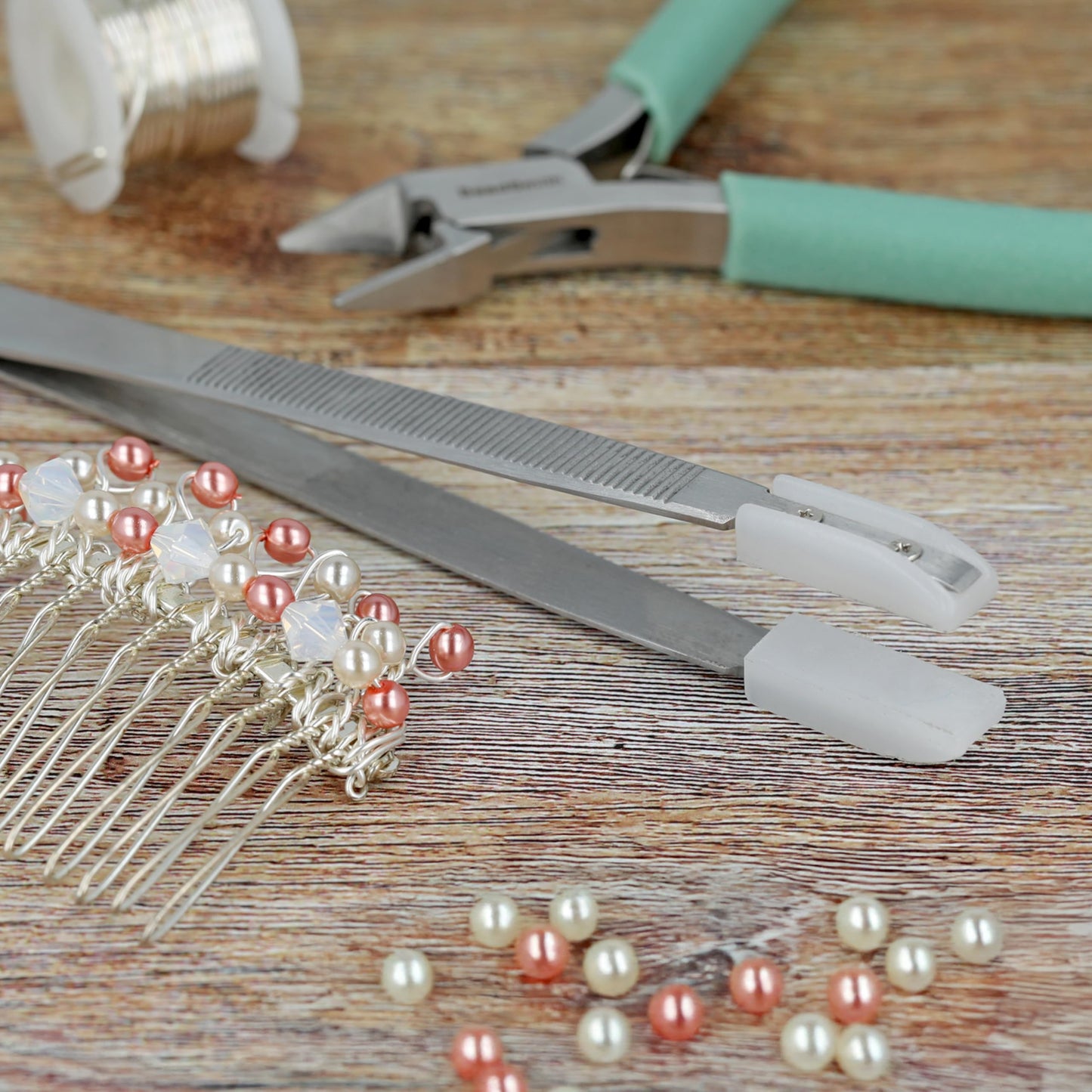 The Beadsmith Nylon Jaw Tweezers - 5.5” Craft Tool for Wire Straightening w/ 0.85” Non-Marring Soft Nylon Tips, Made of Stainless Steel Beauty and Personal Care The Beadsmith
