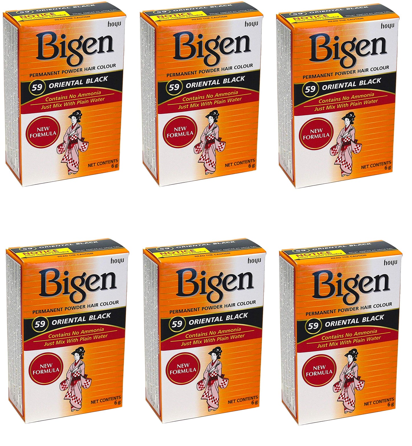 Bigen Permanent Powder Hair Color 59 Oriental Black 1 ea (Pack of 6) Beauty & Personal Care Bigen