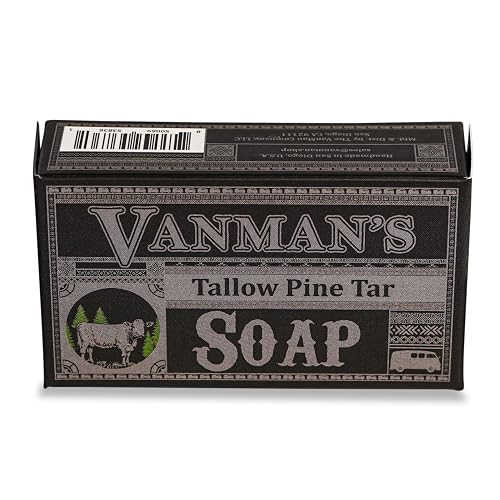 VanMan Tallow & Pine Tar Soap Bar - Grass-Fed Beef Tallow with Organic Oatmeal, Charcoal & Essential Oils - Exfoliating Face & Body Soap, 3.8oz - 1 Beauty & Personal Care The VanMan Company
