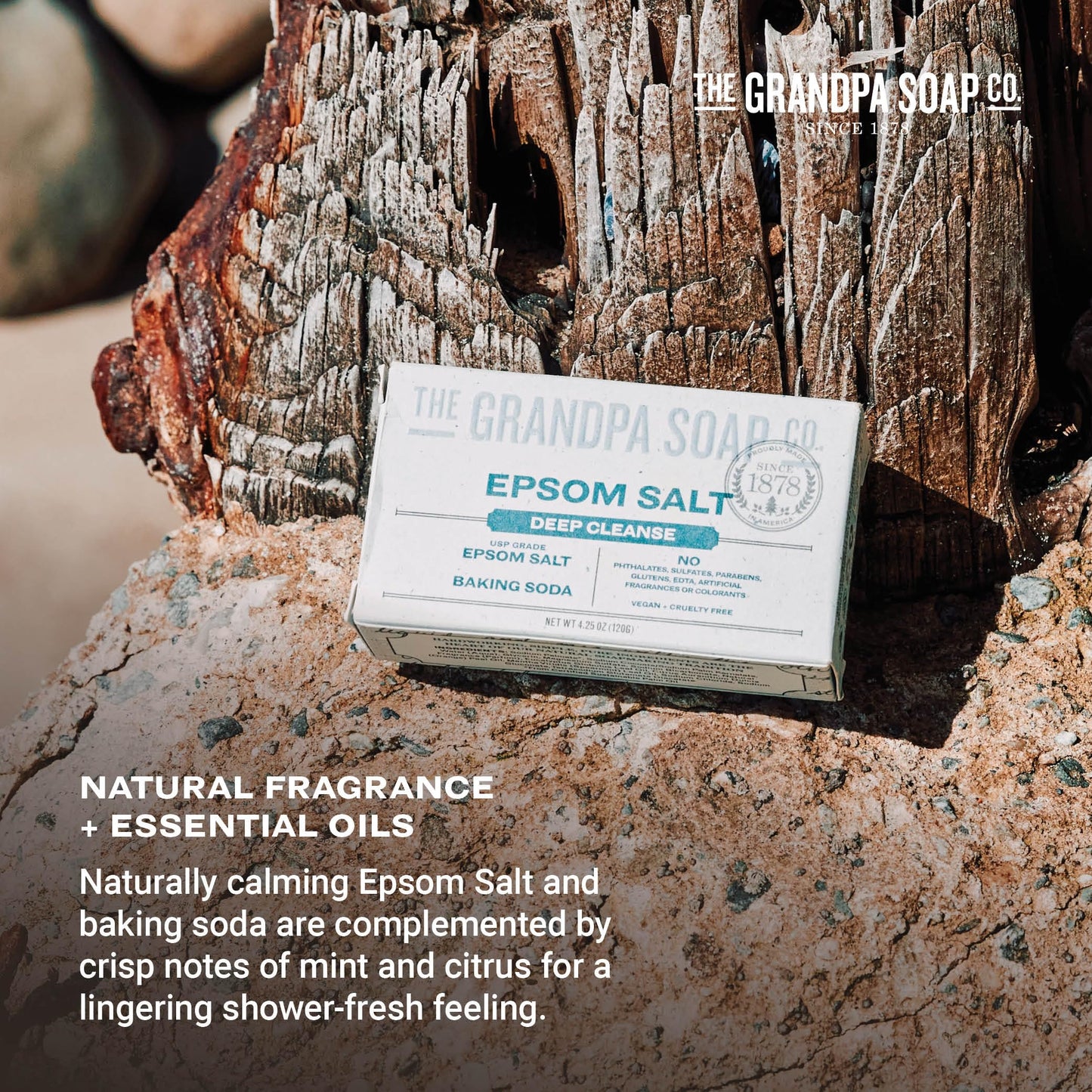 The Grandpa Soap Company Epsom Salt Bar Soap - Deep Cleansing Soap, Made with Epsom Salt and Baking Soda, Removes Dirt Grease and Grime, Vegan Beauty & Personal Care The Grandpa Soap Company