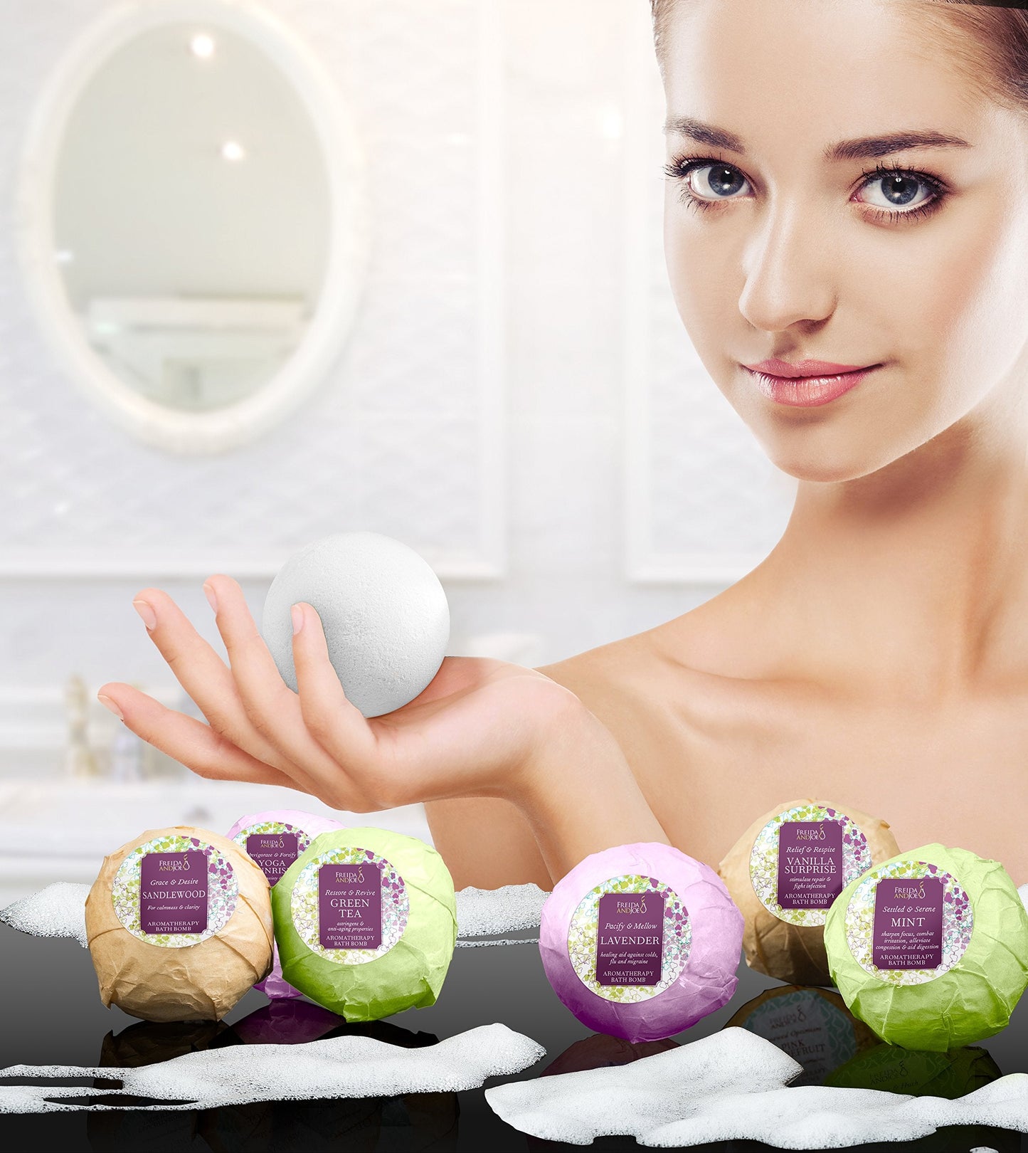 Luxury Aromatherapy Bath Bombs: Deep Body Relaxation Deluxe Gift Set with 6 x 100g Relaxing and Calming Scents Beauty & Personal Care Freida and Joe