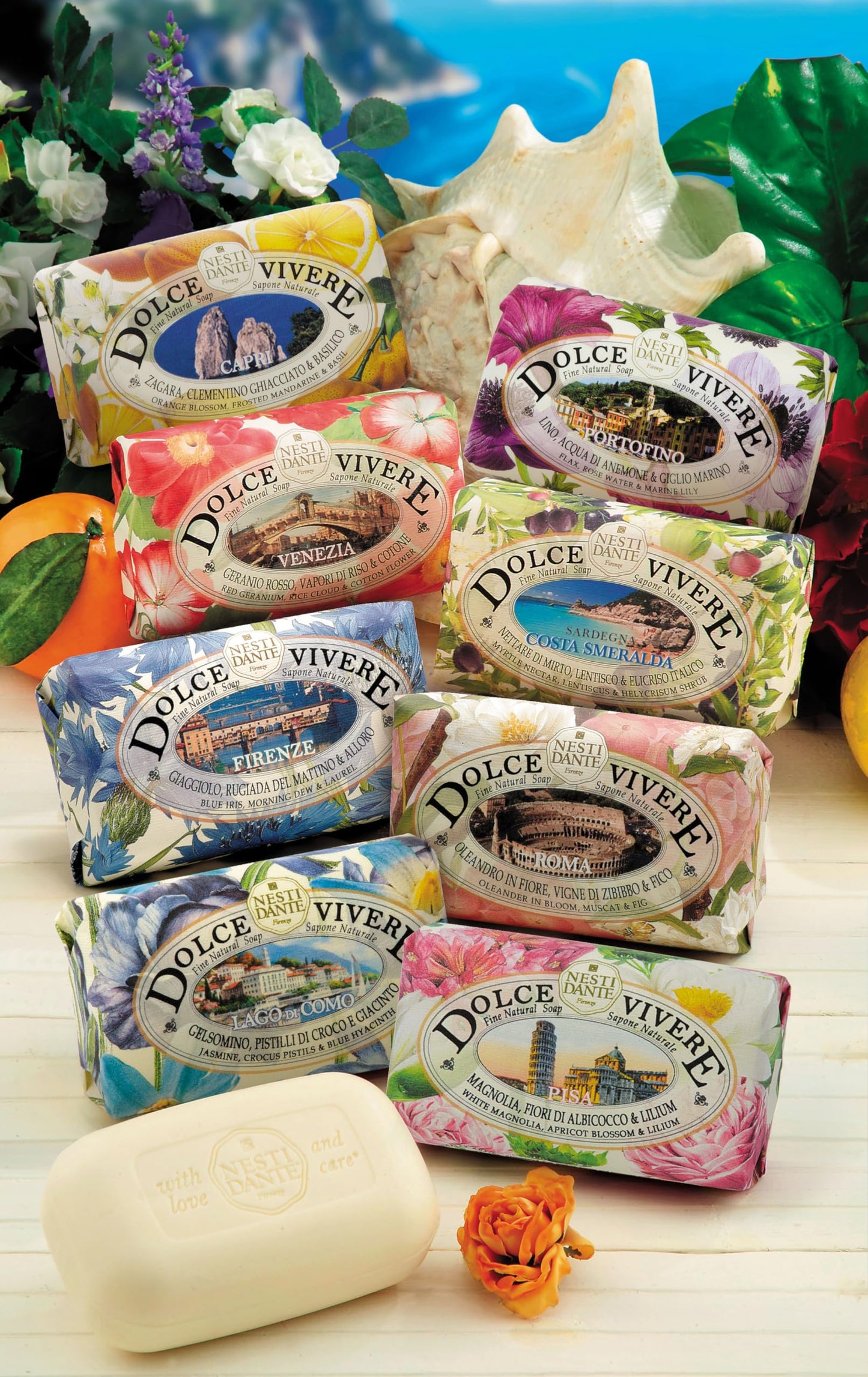Dolce Vivere Sicilia Bougainville, Marine Sea Salt & Papyrus Tree Fine Natural Soap Bar Beauty & Personal Care Nesti Dante