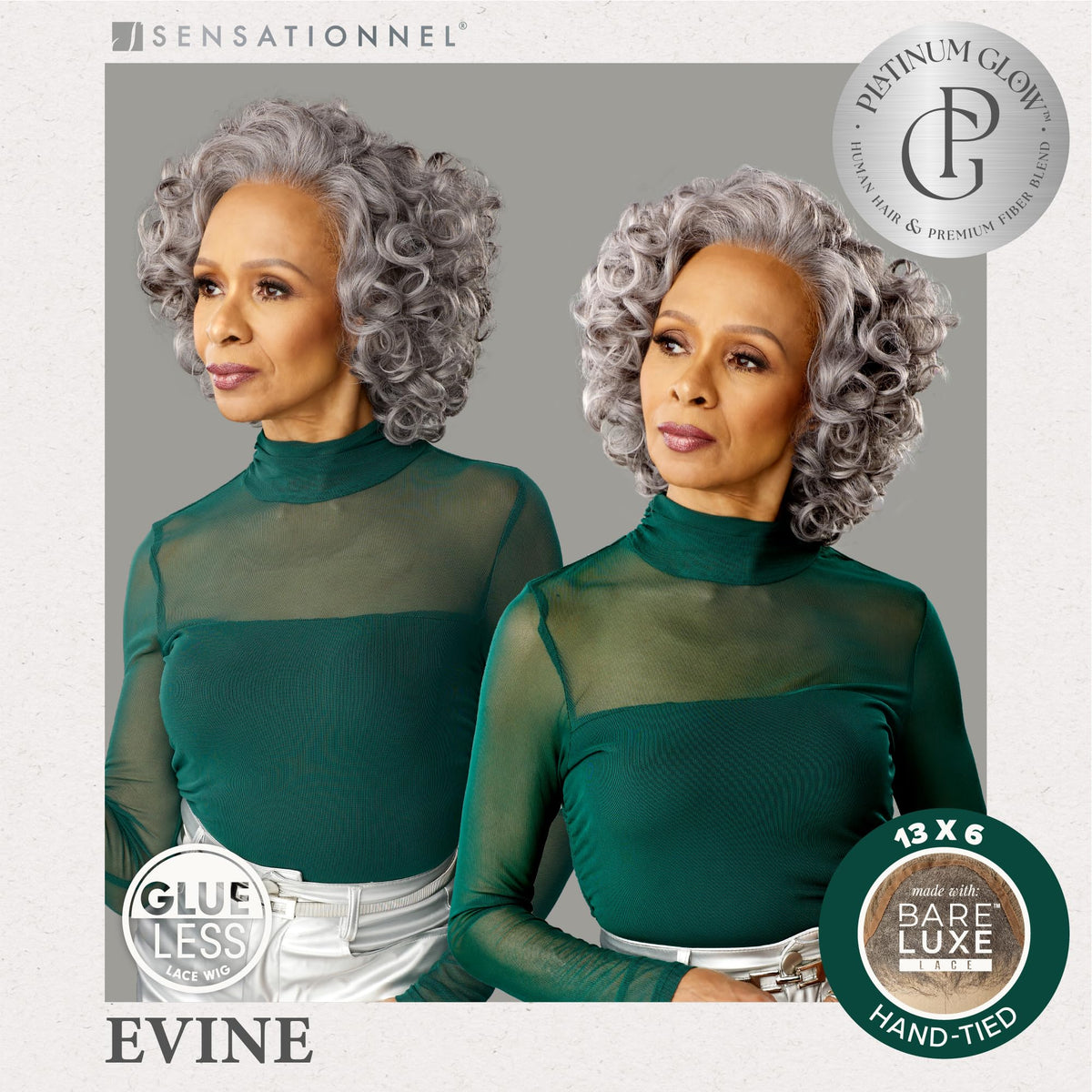 Sensationnel Platinum Glow 13x6 Wig-Evine, 1 JETBLACK