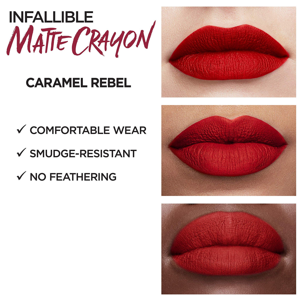 L’Oréal Paris Infallible Matte Lip Crayon, Caramel Rebel (Packaging May Vary) Beauty & Personal Care L'Oreal Paris