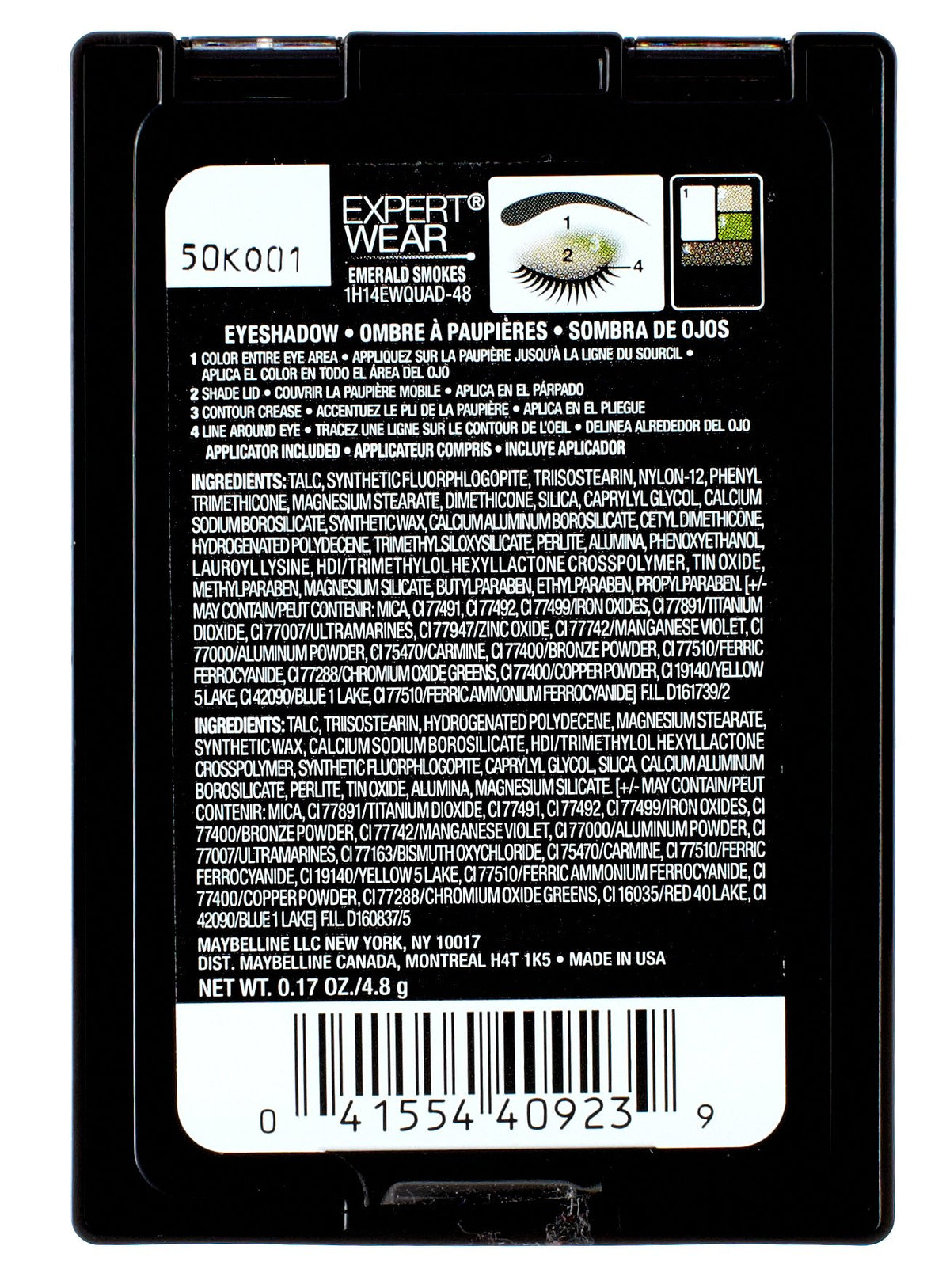 Maybelline Expert Wear Eyeshadow Quads, Emerald Smokes, 0.17 oz.