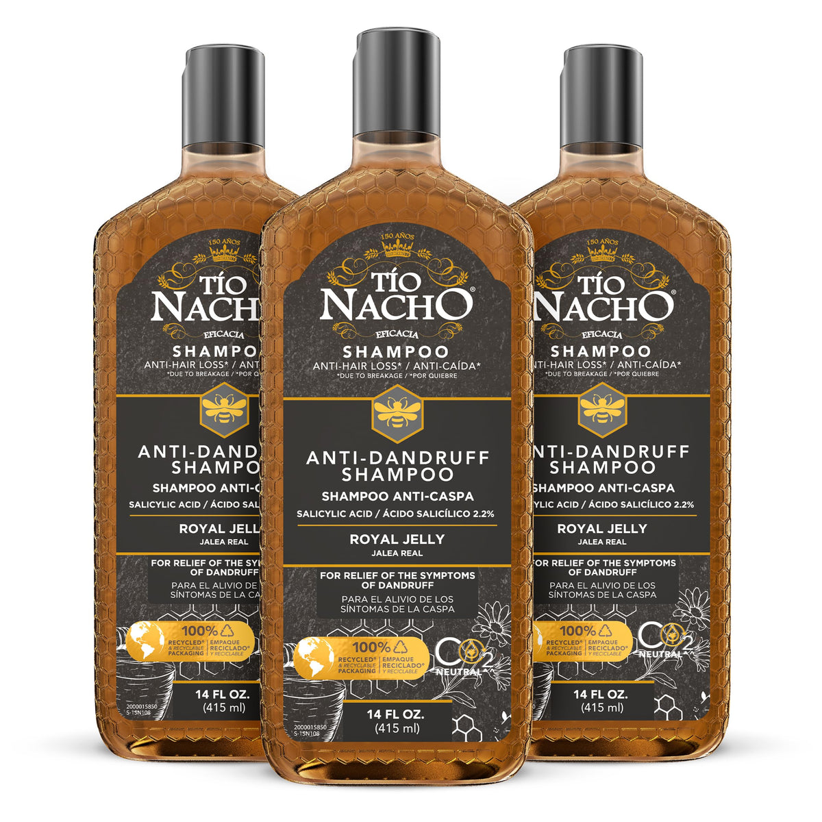 Tío Nacho Anti-Dandruff Shampoo with Salicylic Acid 2.2%, 14 fl oz, 3 Pk