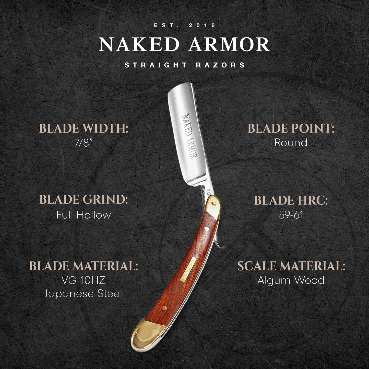 Naked Armor Solomon Straight Razor Kit - Professional Shave Ready Straight Razor Shaving Kit for Men - Japanese Carbon Steel Straight Edge Razor Beauty and Personal Care Naked Armor