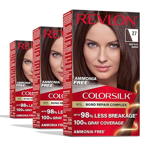 Revlon ColorSilk with Bond Repair Complex, Brown Permanent Hair Color, 100% Gray Coverage, Ammonia Free Hair Dye, Vegan Keratin, 27 Deep Rich Brown Beauty & Personal Care REVLON