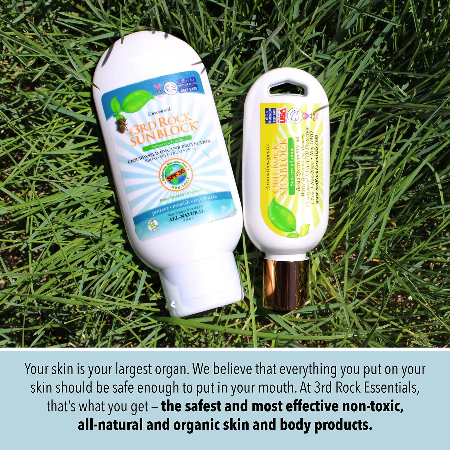 3rd Rock Essentials | Travel Size Sunblock® SunScreen Lotion SPF 35+ | Travel Sized All Natural Organic Zinc Unscented Sunscreen for Sun Protection | Beauty & Personal Care 3rd Rock Essentials