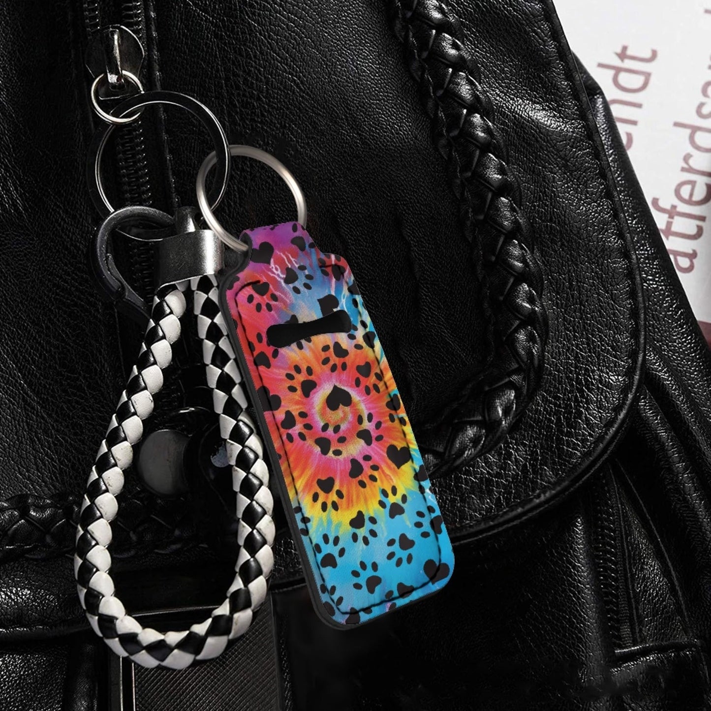 CLOHOMIN Whilpool Tie Dye Chapstick Holder Keychain Dog Paw Lip Gloss Keychain for Girls Women Neoprene Lip Balm Pouch Holder with Ring Cute Lip Balm Beauty and Personal Care CLOHOMIN