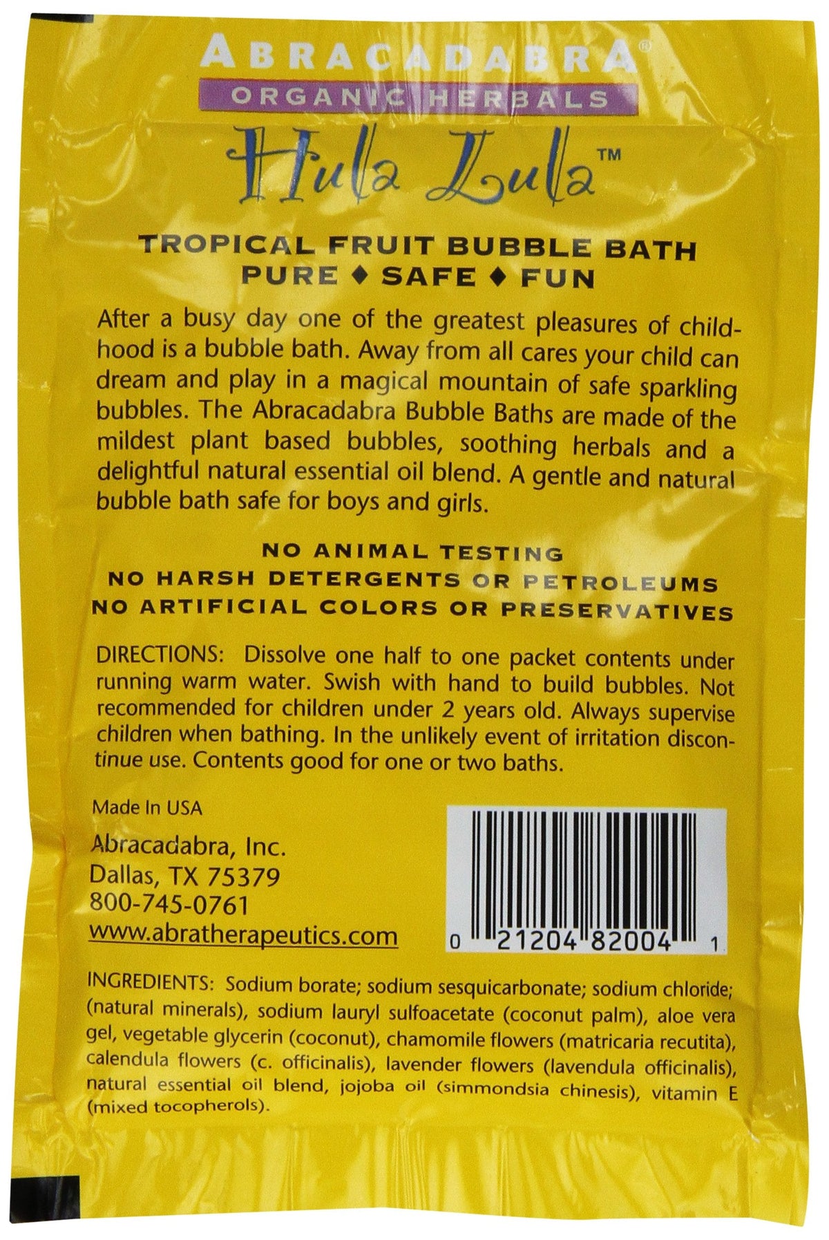 Abracadabra Organic Herbals Bubble Bath, Hula Lula Tropical Fruit, 2.5 Ounce Beauty & Personal Care Abracadabra
