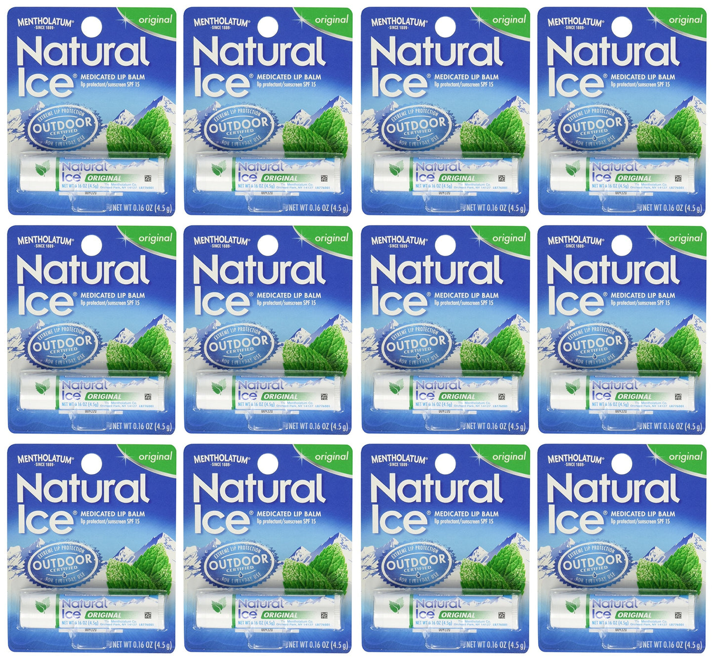 Mentholatum Natural Ice Medicated Lip Protectant Sunscreen, 0.16 Ounce (Pack of 12) Beauty and Personal Care Ever Ready First Aid
